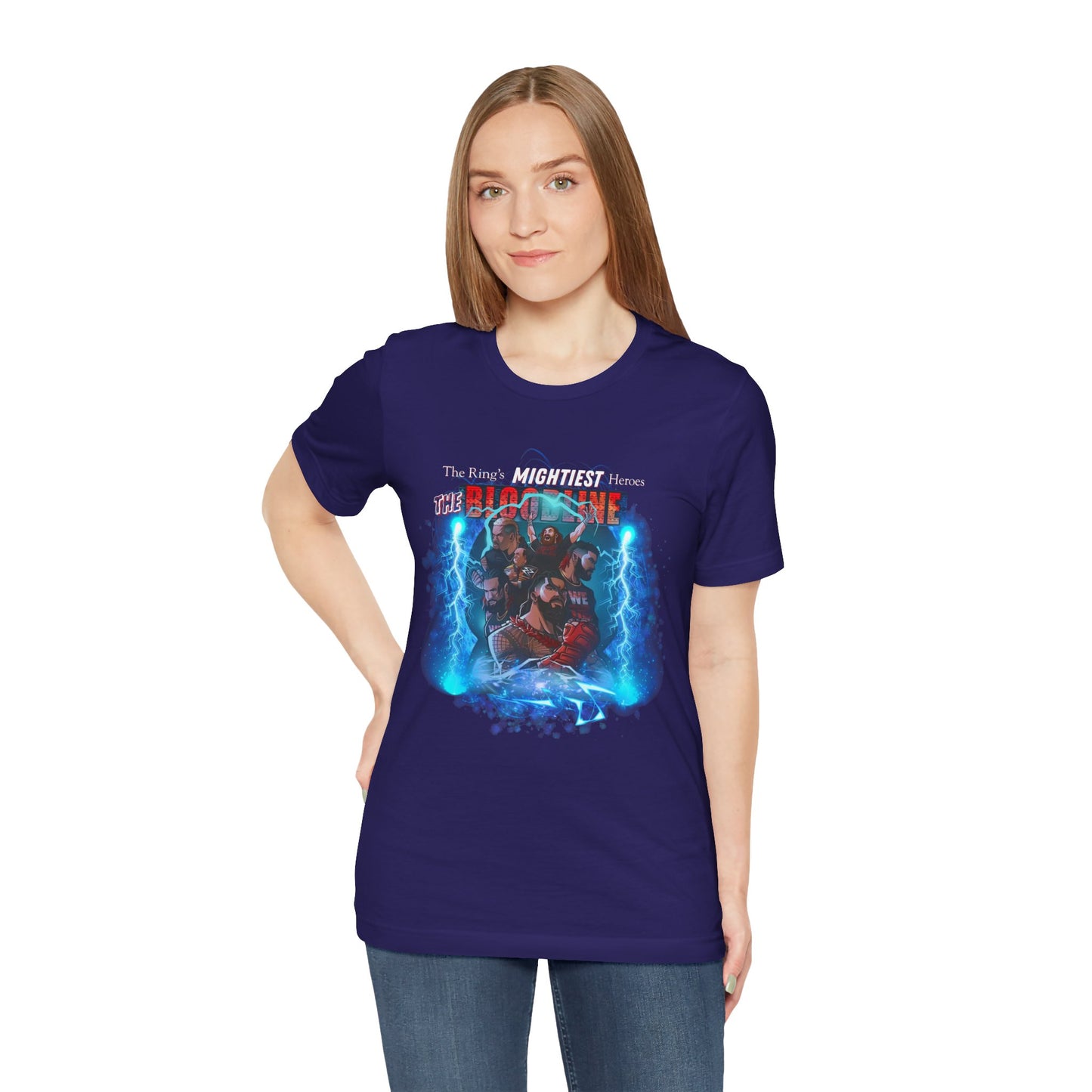 The Bloodline Animated Pro Wrestling Tee | Ring's Mightiest Heroes Shirt | Roman, Sami, Jey, Jimmy, Solo, Paul | Lightning Design