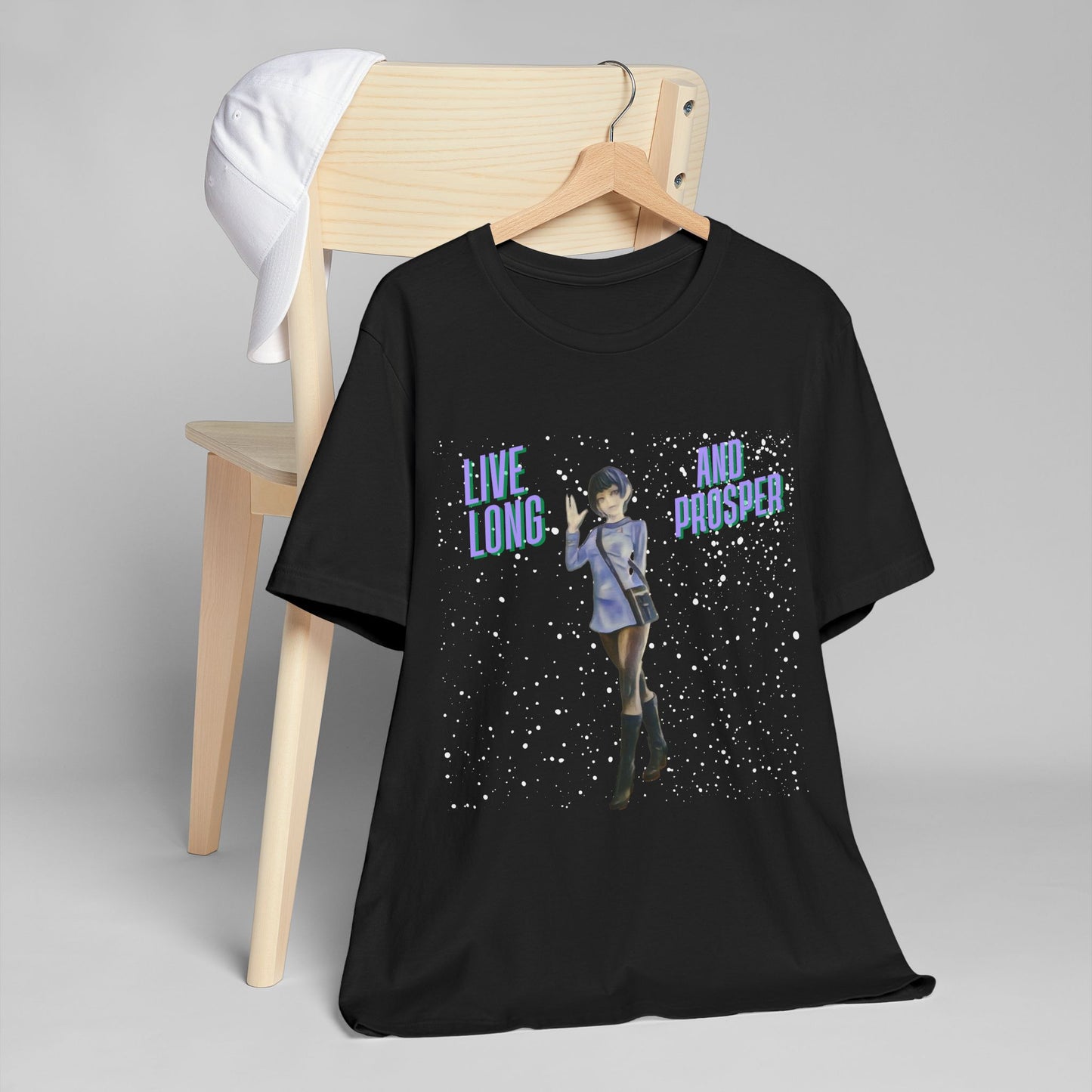 Vulcan Girl T-Shirt - 'Live Long & Prosper' Retro Sci-Fi Design | Trekkie Federation Uniform Tee
