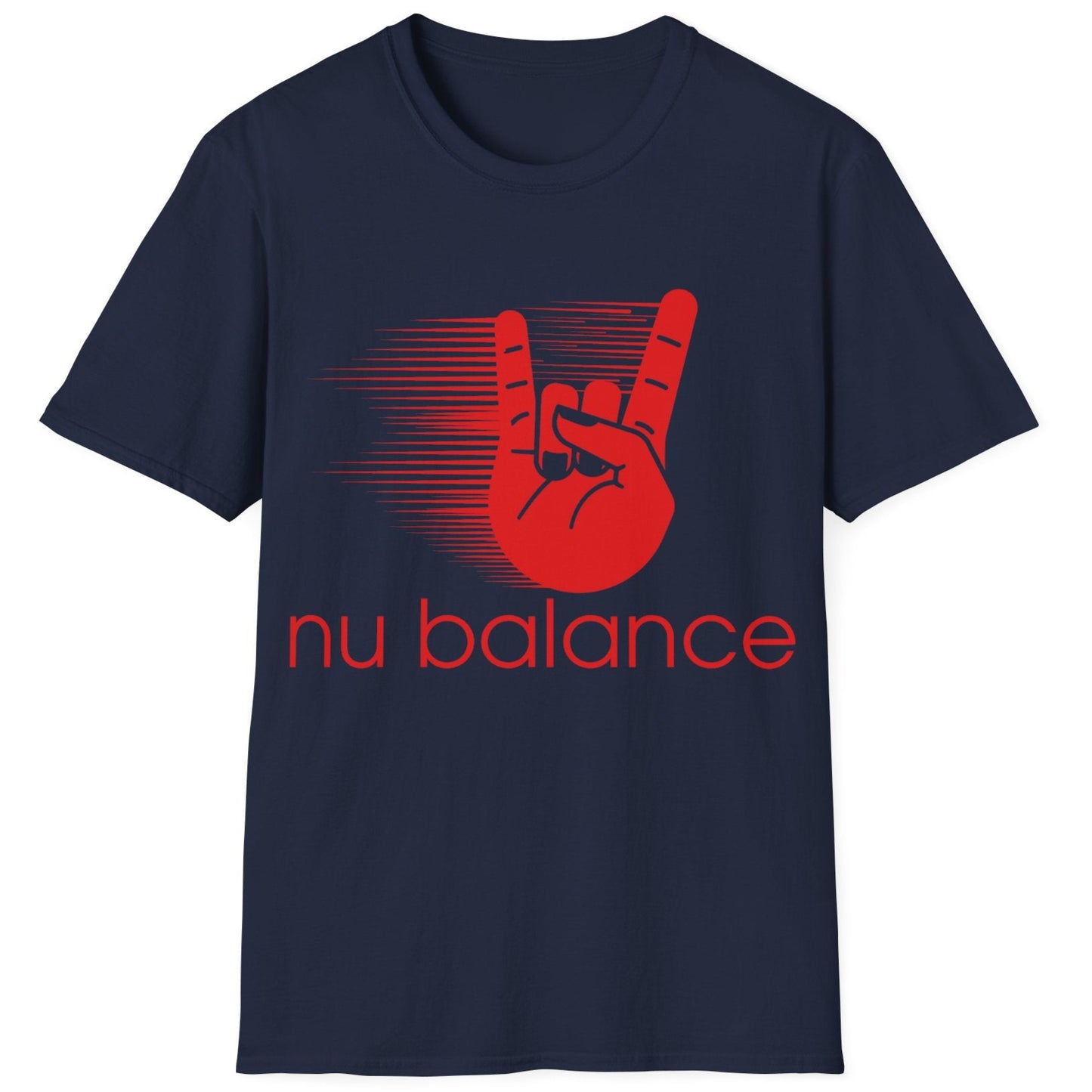 “Nu Balance” Parody T-Shirt – Rock ‘n Roll Horns Spoof Tee | Funny Music & Sneaker Culture Mashup
