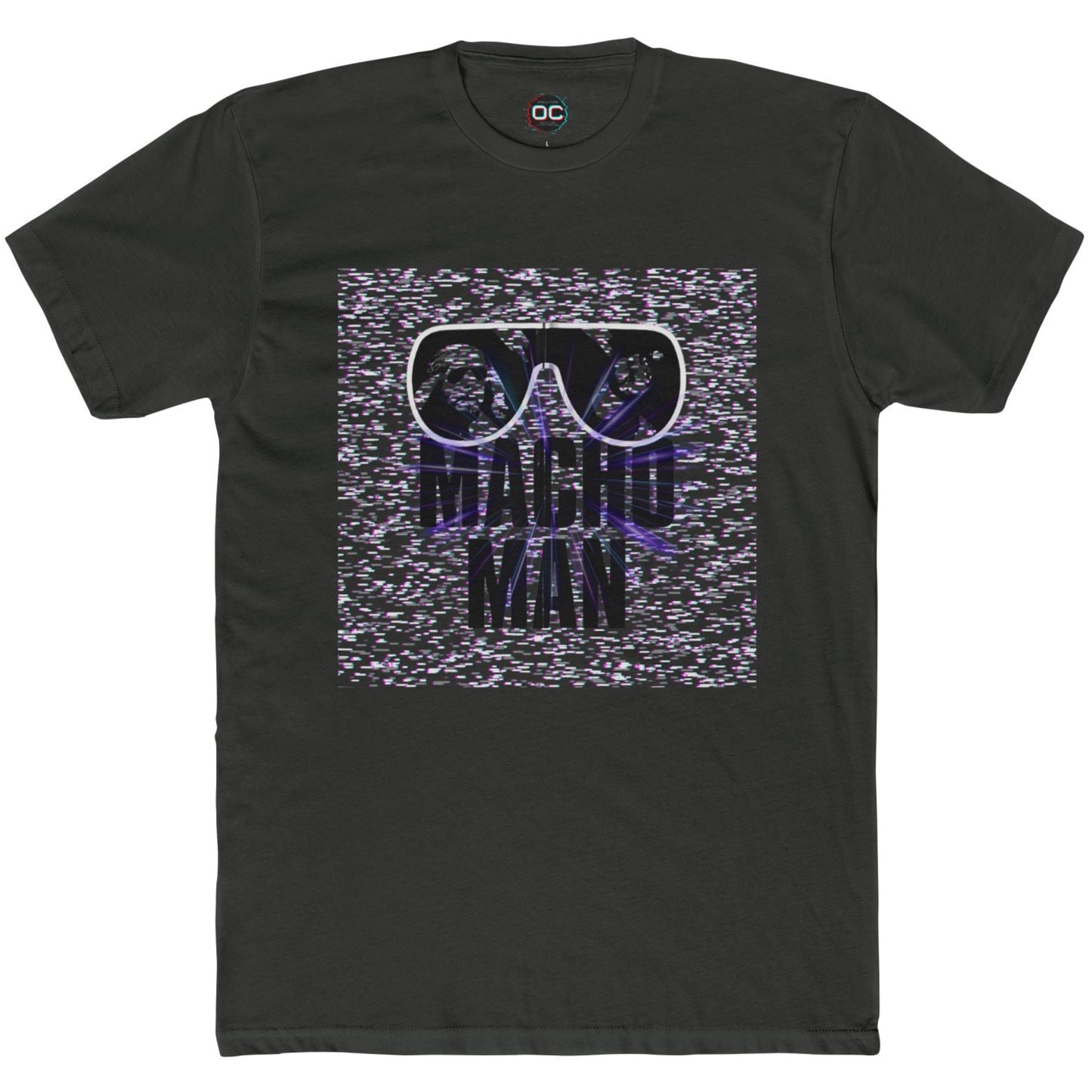 Macho Man Randy Savage Tribute Tee β Retro Glasses Design with TV Fuzz Background