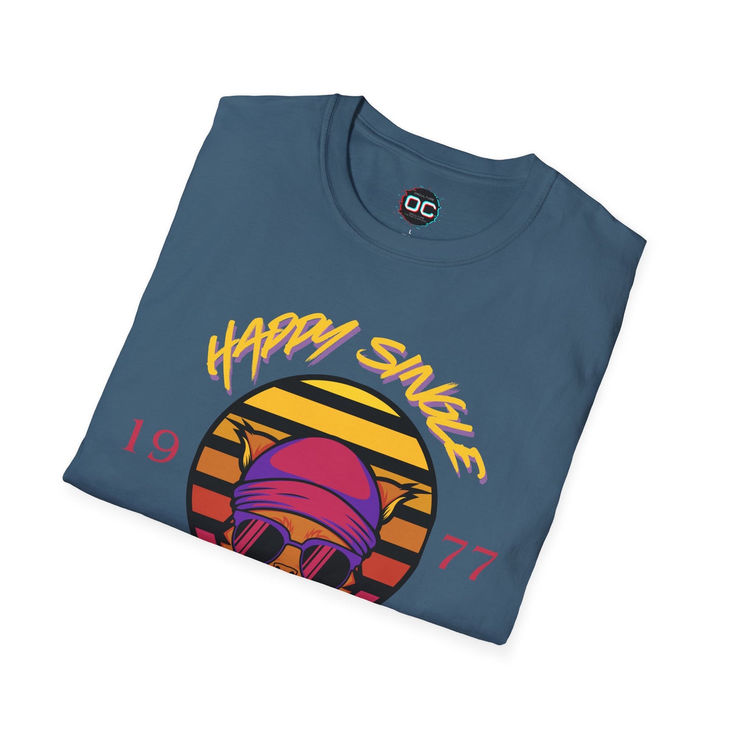 Retro "1977 Happy Single Cat Lady" Tee | Chill Vibe Graphic Shirt | Casual Vintage T-Shirt | For Cat Moms