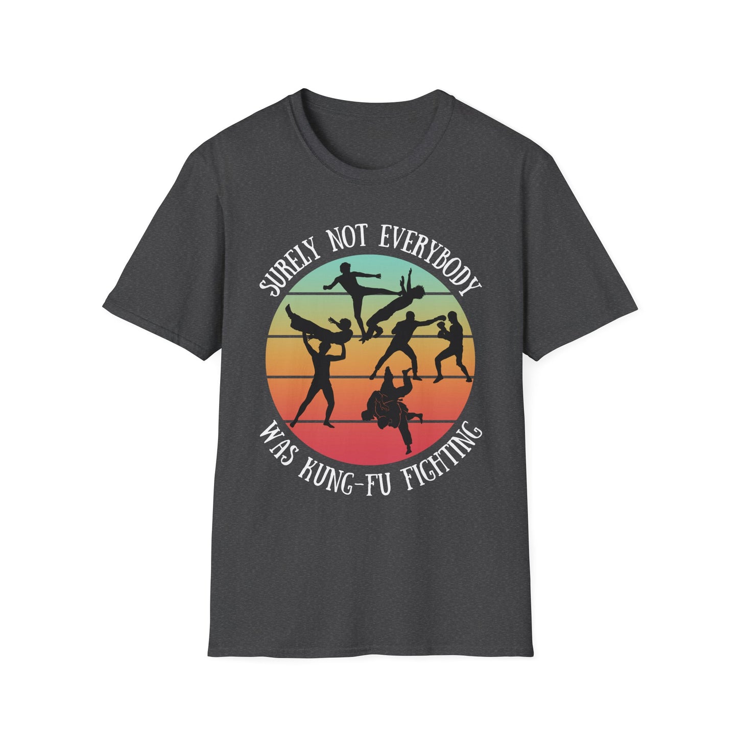 Funny Retro Sunset Tee - "Surely Not Everybody Was Kung-Fu Fighting" T-Shirt