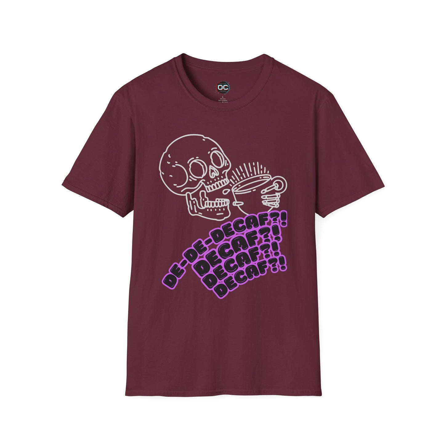 "DECAF? DECAF?? DECAFFFF???" Anti-Decaf Coffee T-Shirt – Because Weak Coffee is for the Dead