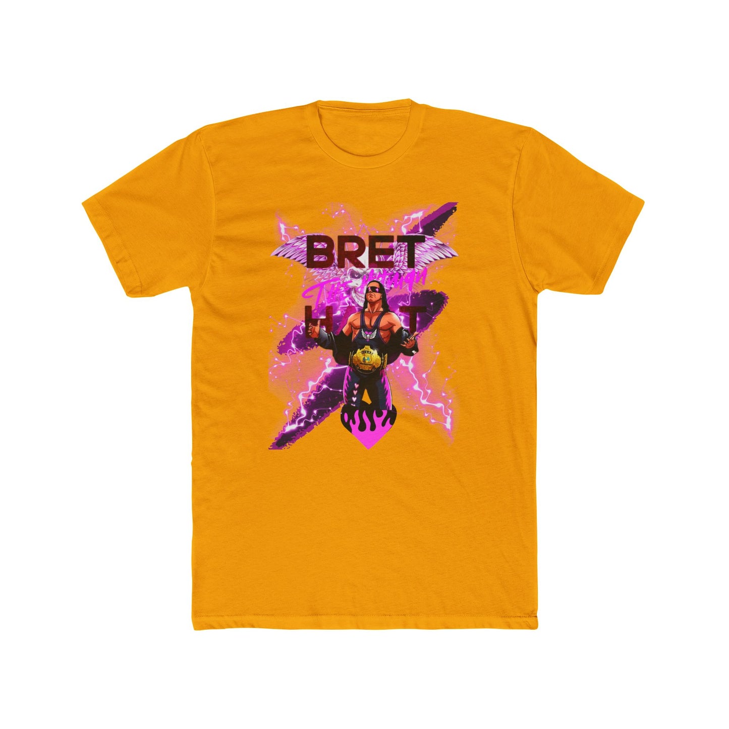 Bret "Hitman" Hart Wrestling T-Shirt - Pink & Black Cartoon Glory!
