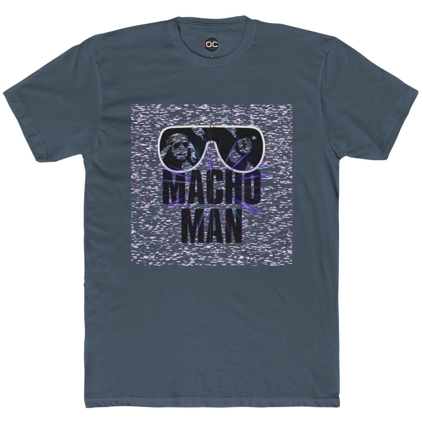 Macho Man Randy Savage Tribute Tee β Retro Glasses Design with TV Fuzz Background