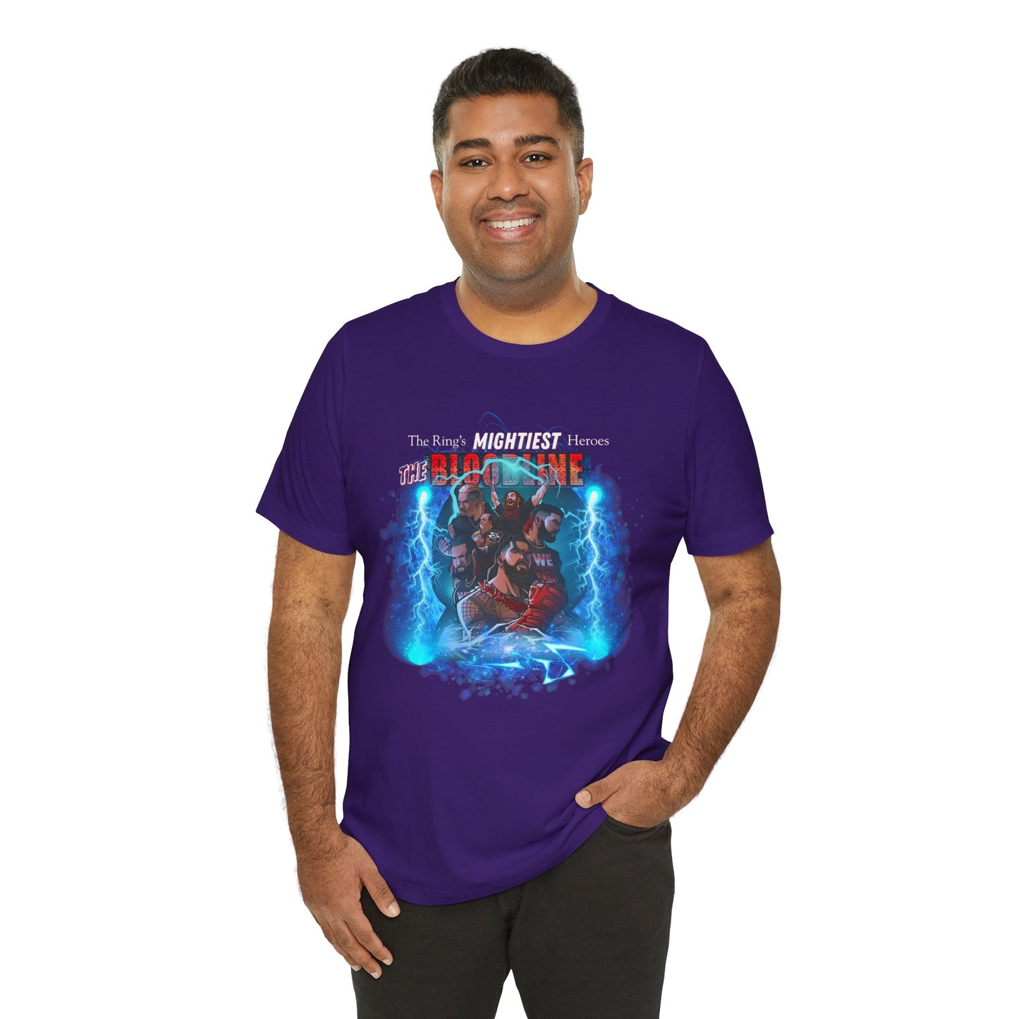 The Bloodline Animated Pro Wrestling Tee | Ring's Mightiest Heroes Shirt | Roman, Sami, Jey, Jimmy, Solo, Paul | Lightning Design