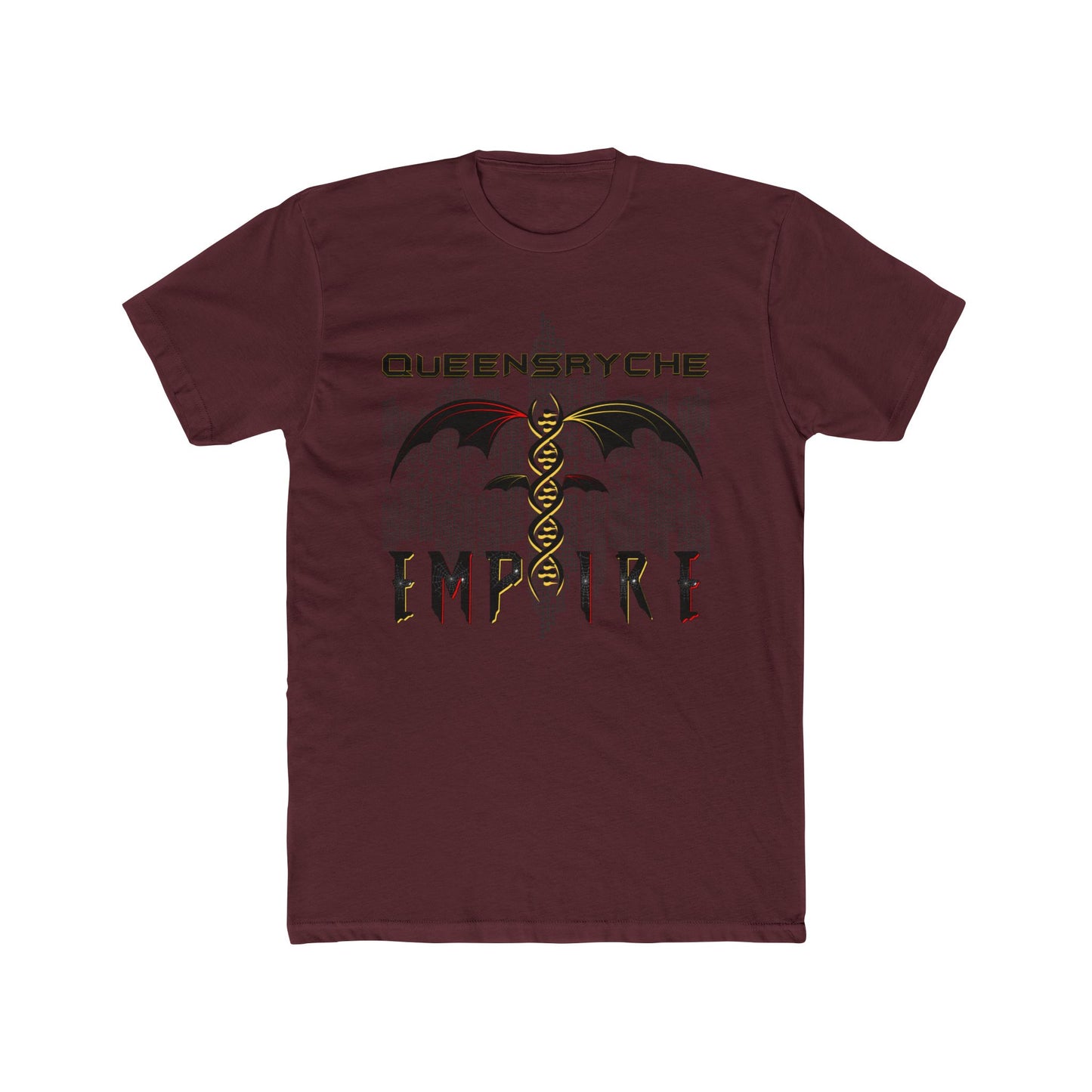 Queensrÿche Empire T-Shirt - 80s Power Metal Band Logo with DNA & Bat Wings - Band Merch for Fans