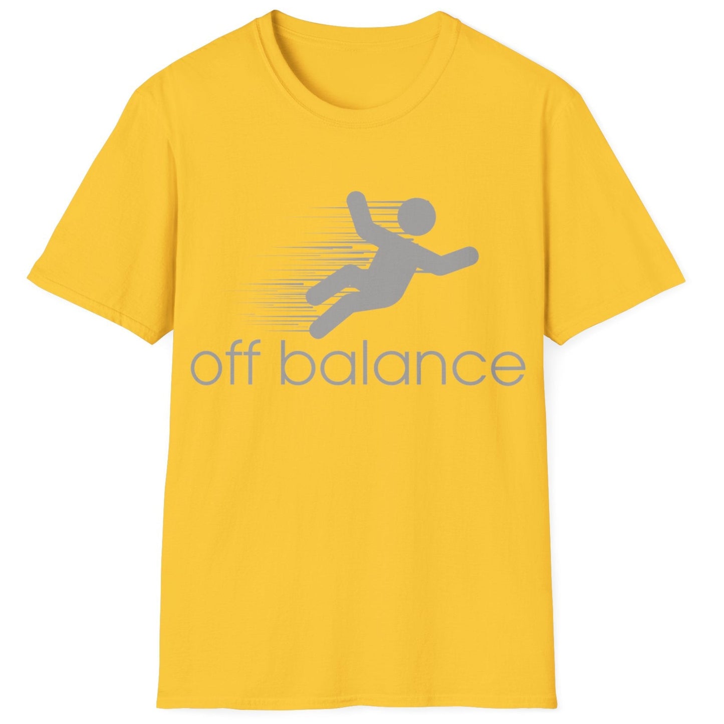 “Off Balance” Parody T-Shirt – Funny New Balance Spoof Tee | Falling Figure Graphic Humor Shirt