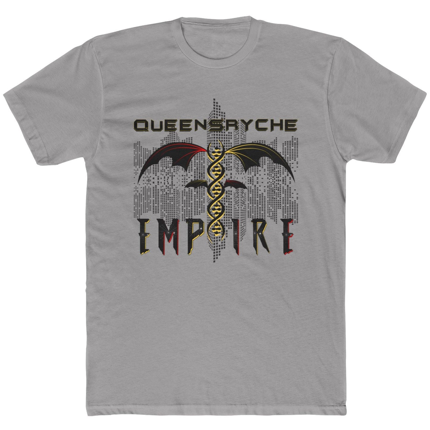 Queensrÿche Empire T-Shirt - 80s Power Metal Band Logo with DNA & Bat Wings - Band Merch for Fans