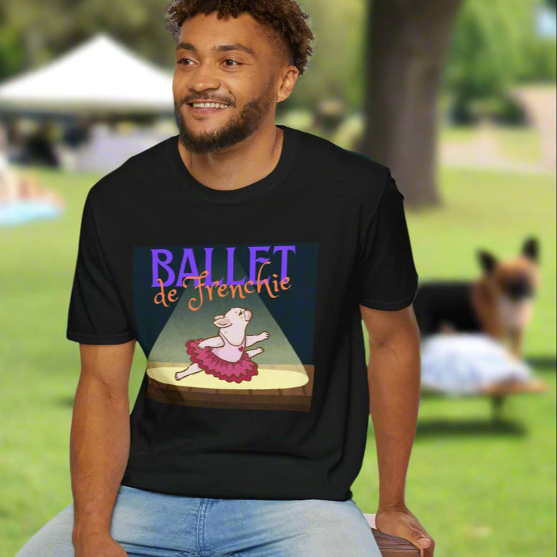 Frenchie Ballet T-Shirt - Cute Dance Humor Tee - Ballet Lover Apparel - Funny French Bulldog Tee