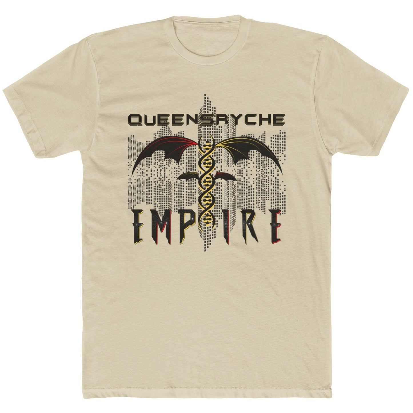 Queensrÿche Empire T-Shirt - 80s Power Metal Band Logo with DNA & Bat Wings - Band Merch for Fans