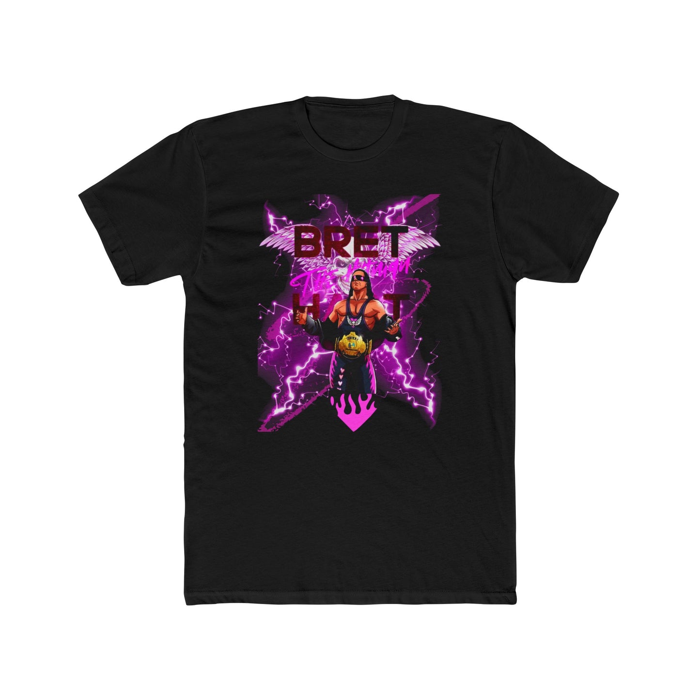 Bret "Hitman" Hart Wrestling T-Shirt - Pink & Black Cartoon Glory!