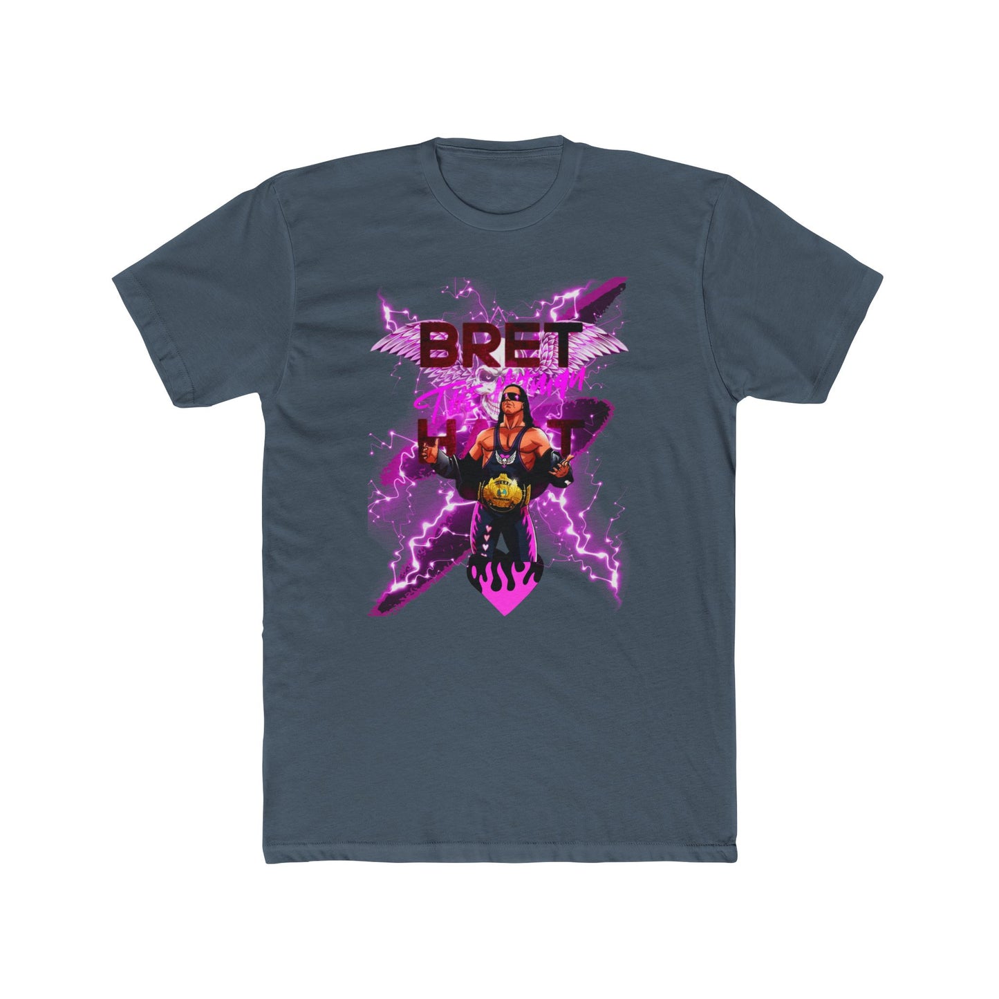 Bret "Hitman" Hart Wrestling T-Shirt - Pink & Black Cartoon Glory!