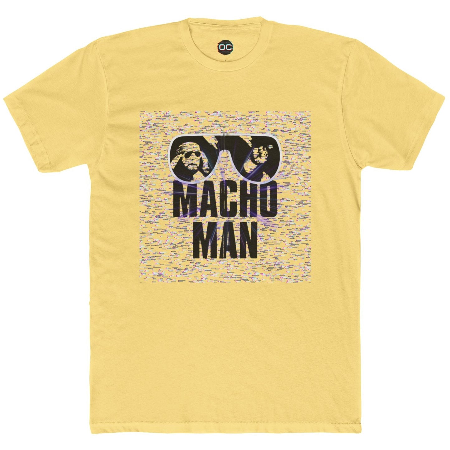 Macho Man Randy Savage Tribute Tee β Retro Glasses Design with TV Fuzz Background