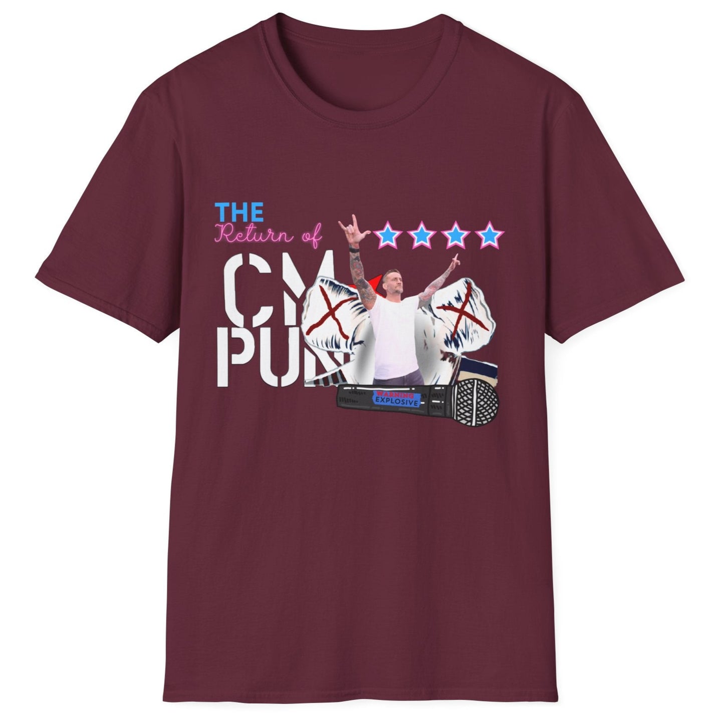 Return of CM Punk T-Shirt – Comeback Tribute Tee | Chicago Stars + Explosive Mic Design