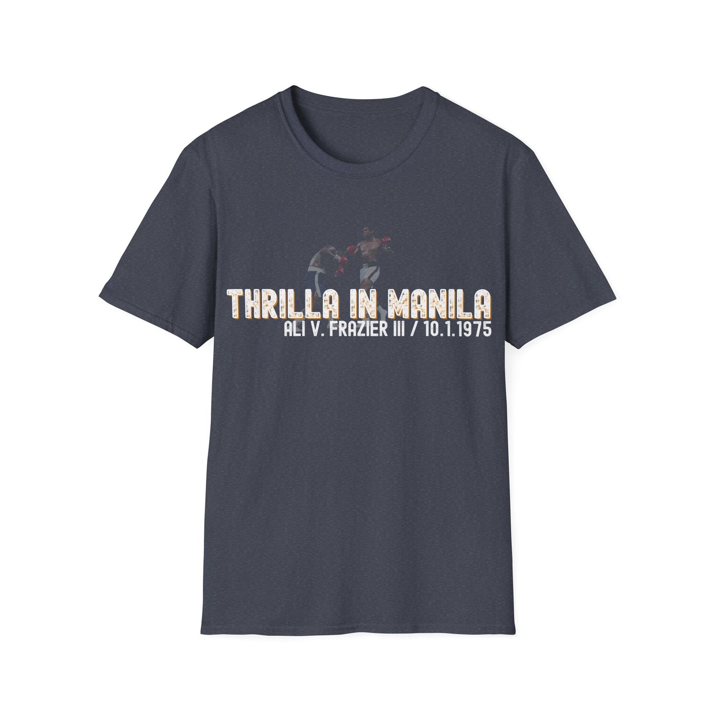 Ali vs Frazier Thrilla in Manila Homage Boxing T-Shirt - Distressed Fight Design