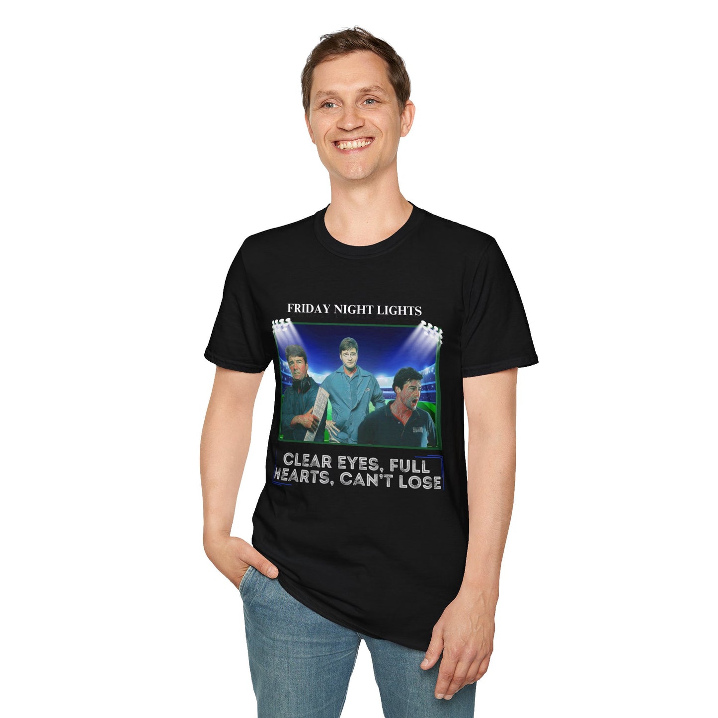 Friday Night Lights Design - "Clear Eyes, Full Hearts, Can't Lose" T-Shirt - Coach Eric Taylor Collage