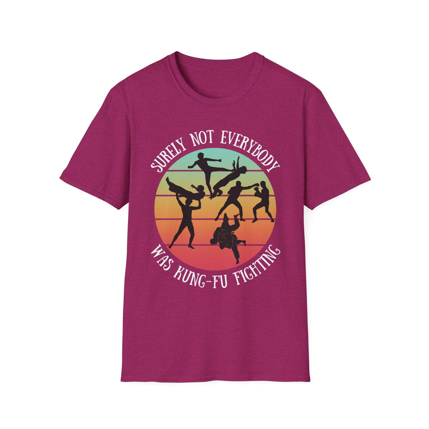 Funny Retro Sunset Tee - "Surely Not Everybody Was Kung-Fu Fighting" T-Shirt