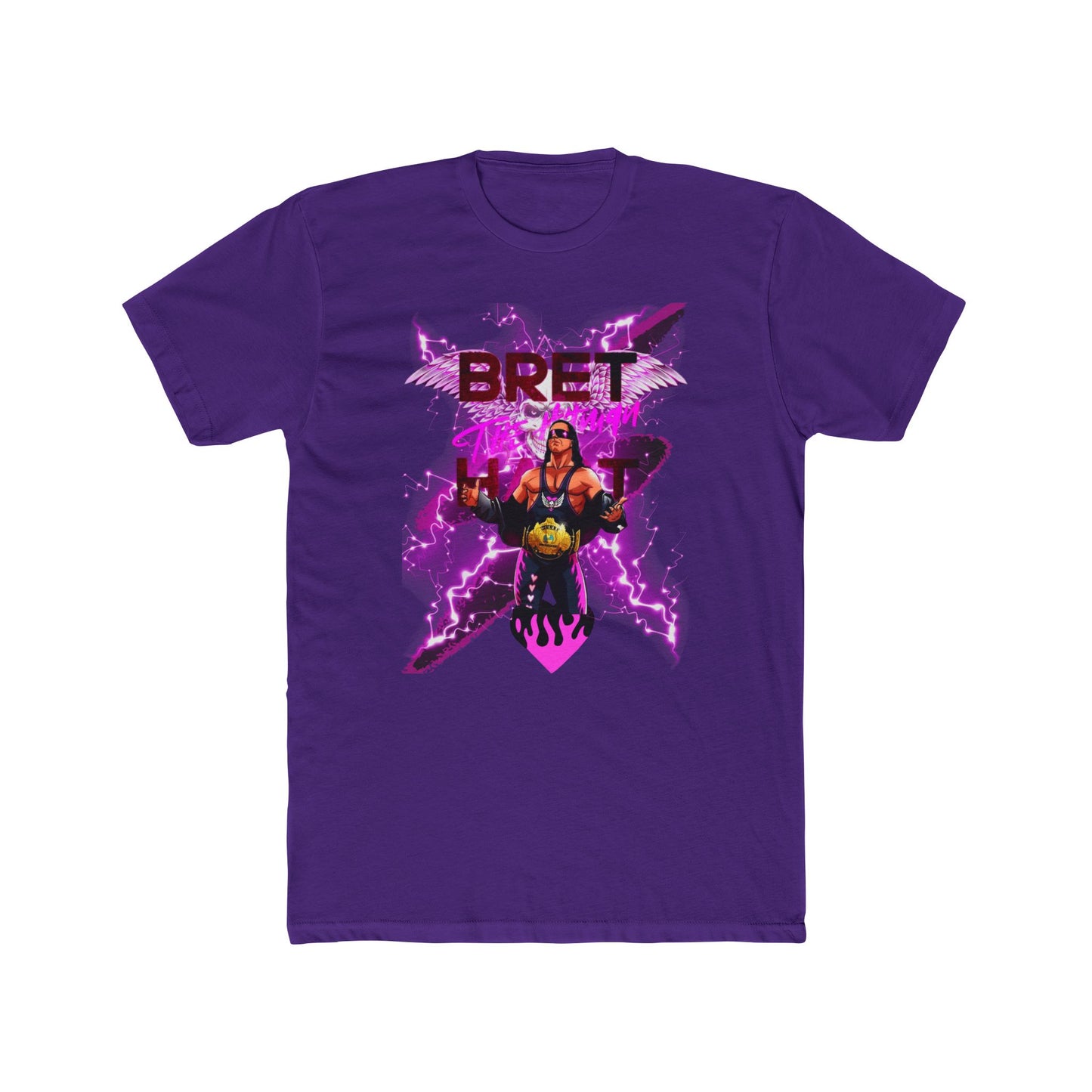 Bret "Hitman" Hart Wrestling T-Shirt - Pink & Black Cartoon Glory!