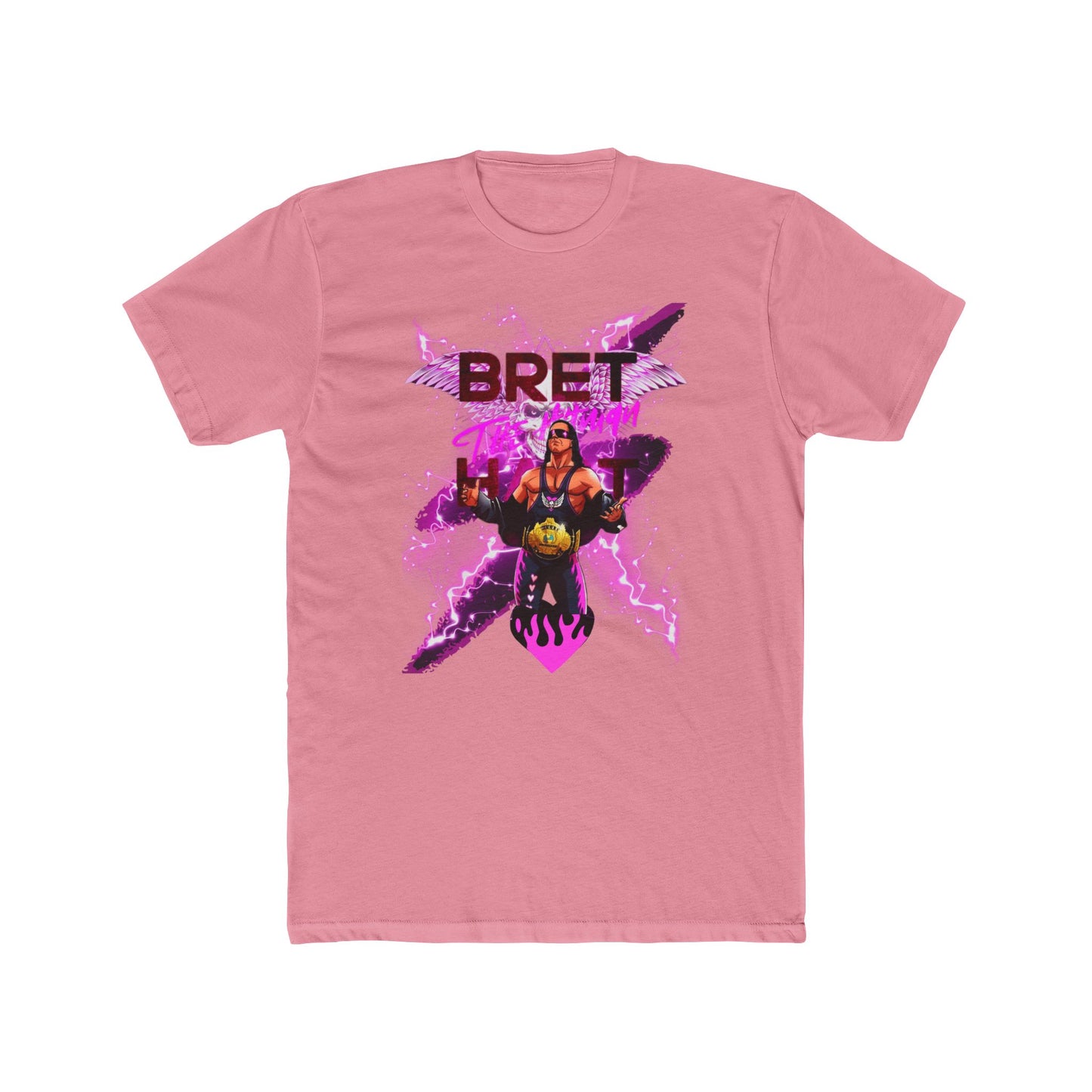 Bret "Hitman" Hart Wrestling T-Shirt - Pink & Black Cartoon Glory!