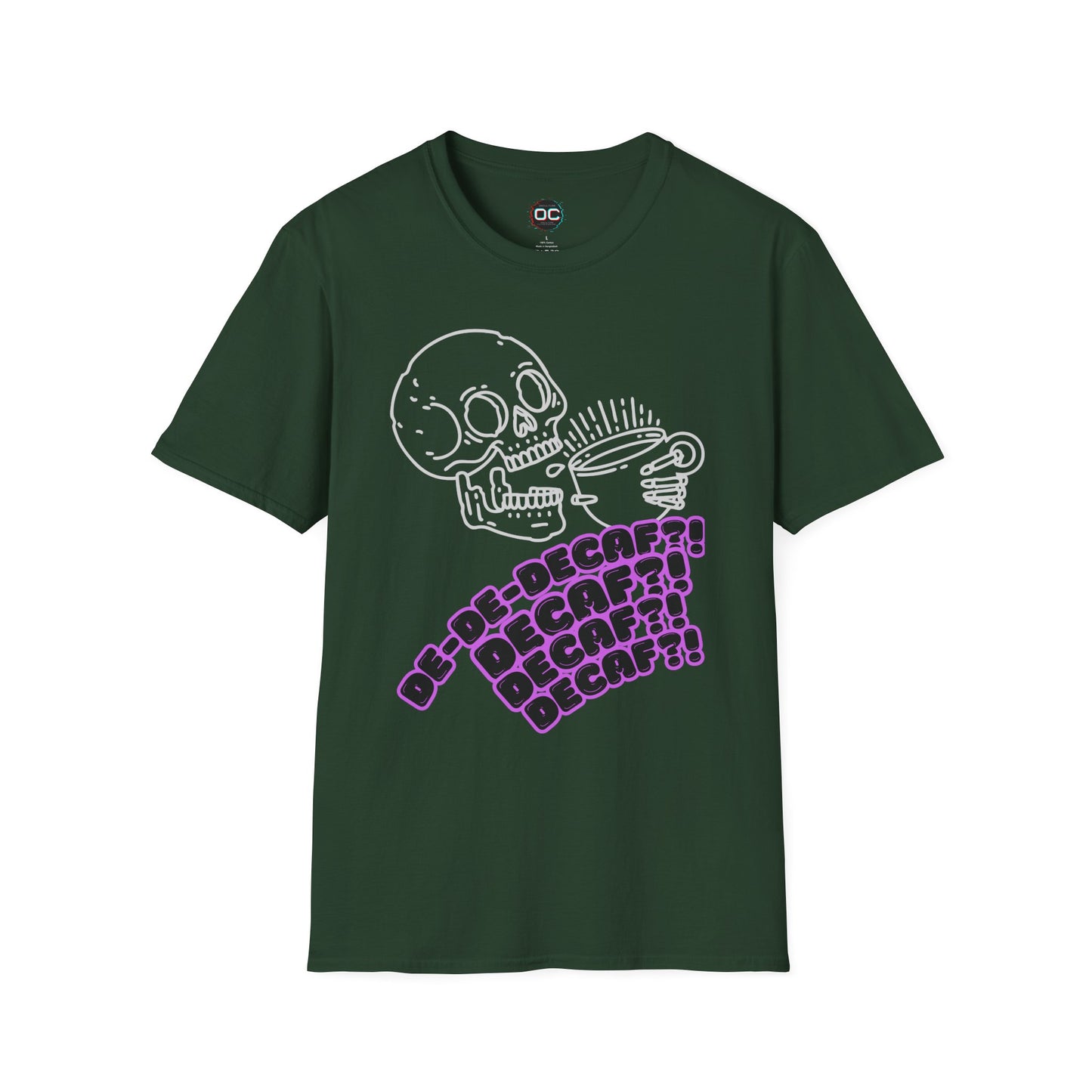 "DECAF? DECAF?? DECAFFFF???" Anti-Decaf Coffee T-Shirt – Because Weak Coffee is for the Dead