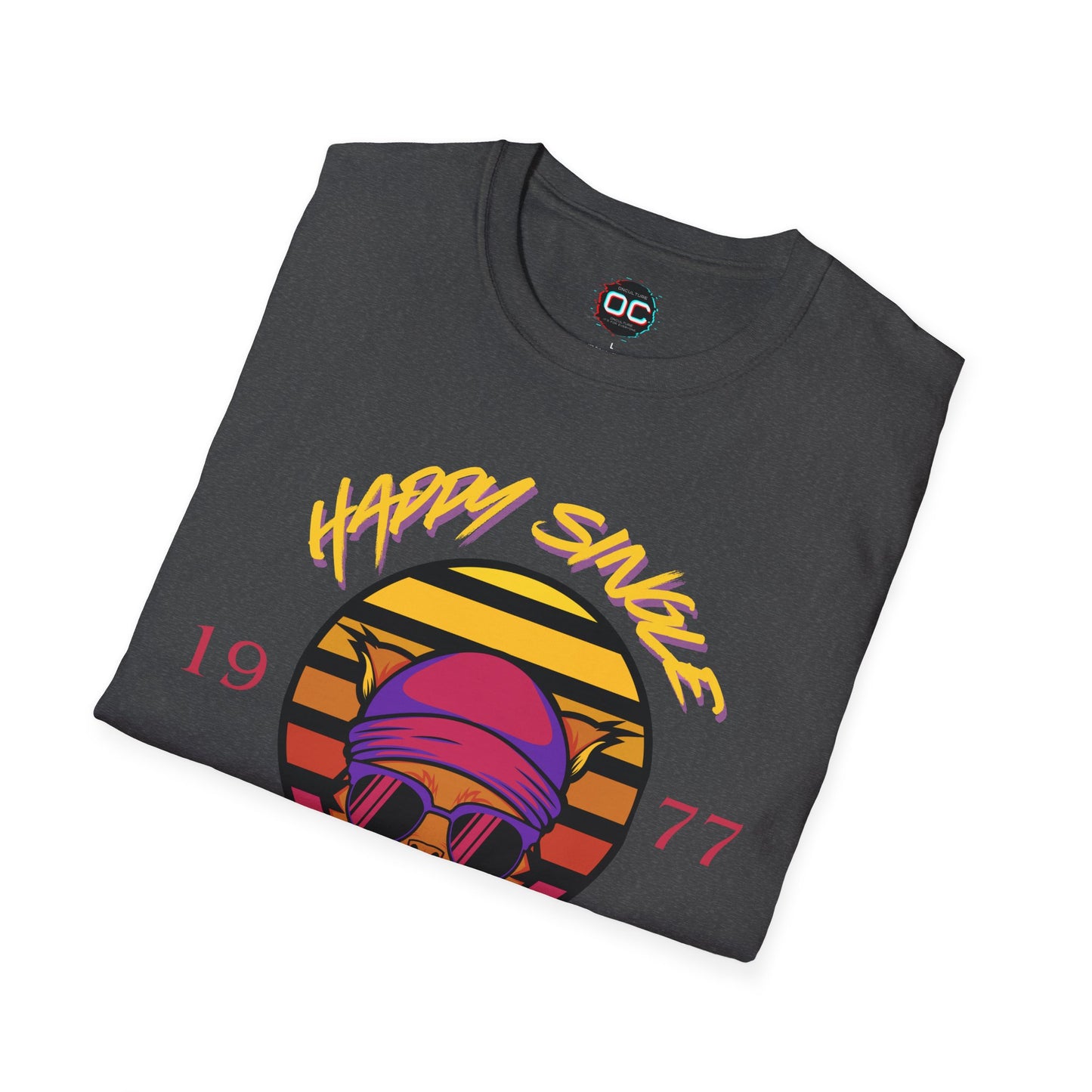 Retro "1977 Happy Single Cat Lady" Tee | Chill Vibe Graphic Shirt | Casual Vintage T-Shirt | For Cat Moms