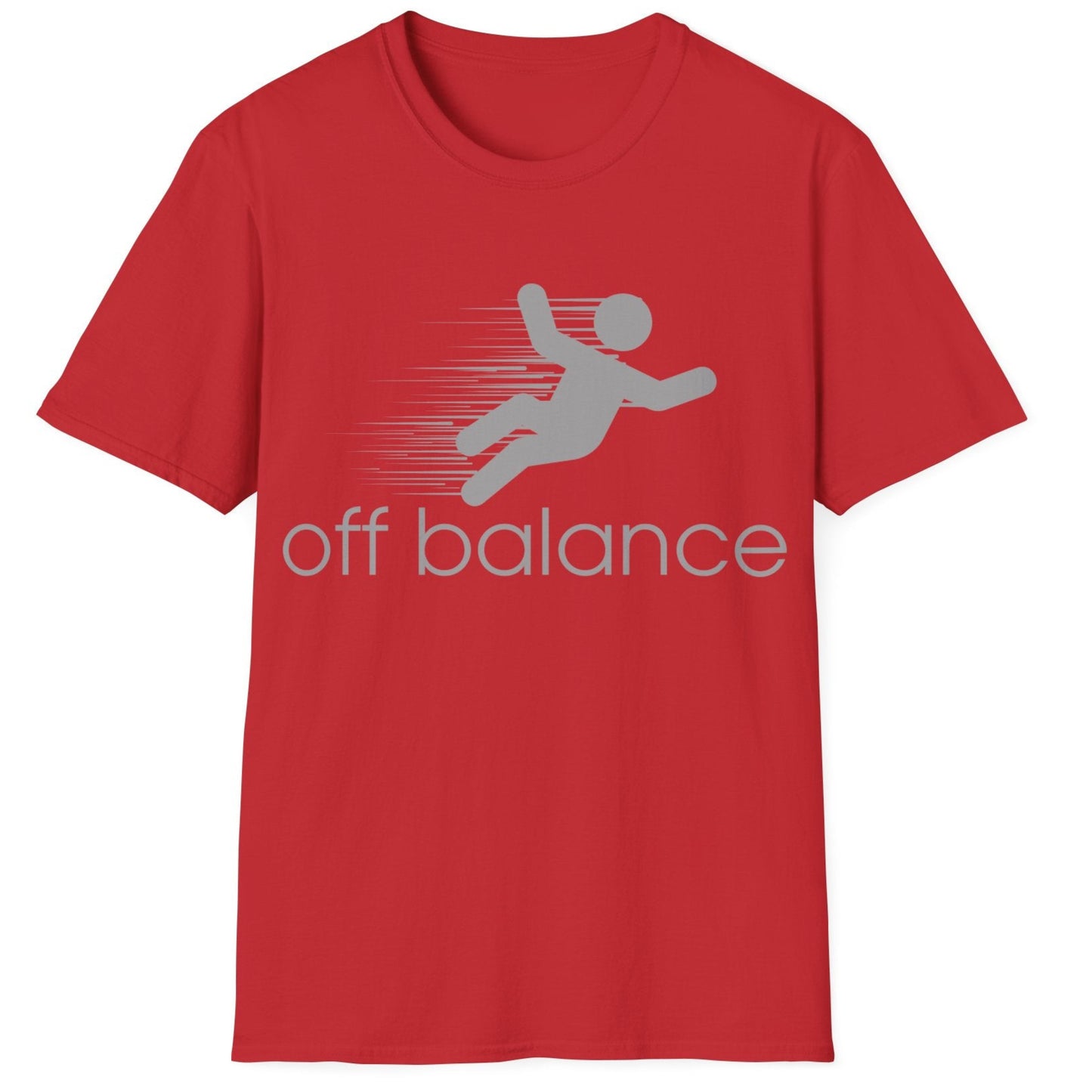 “Off Balance” Parody T-Shirt – Funny New Balance Spoof Tee | Falling Figure Graphic Humor Shirt