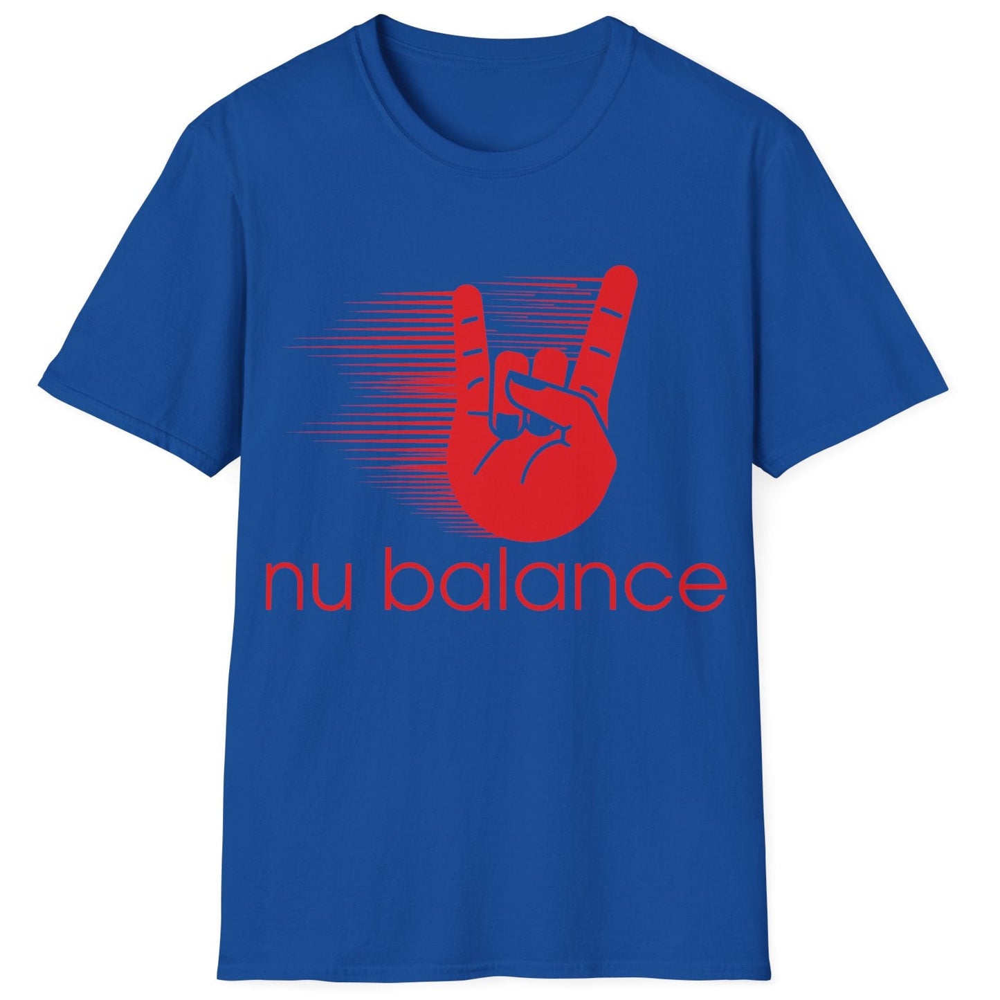 “Nu Balance” Parody T-Shirt – Rock ‘n Roll Horns Spoof Tee | Funny Music & Sneaker Culture Mashup