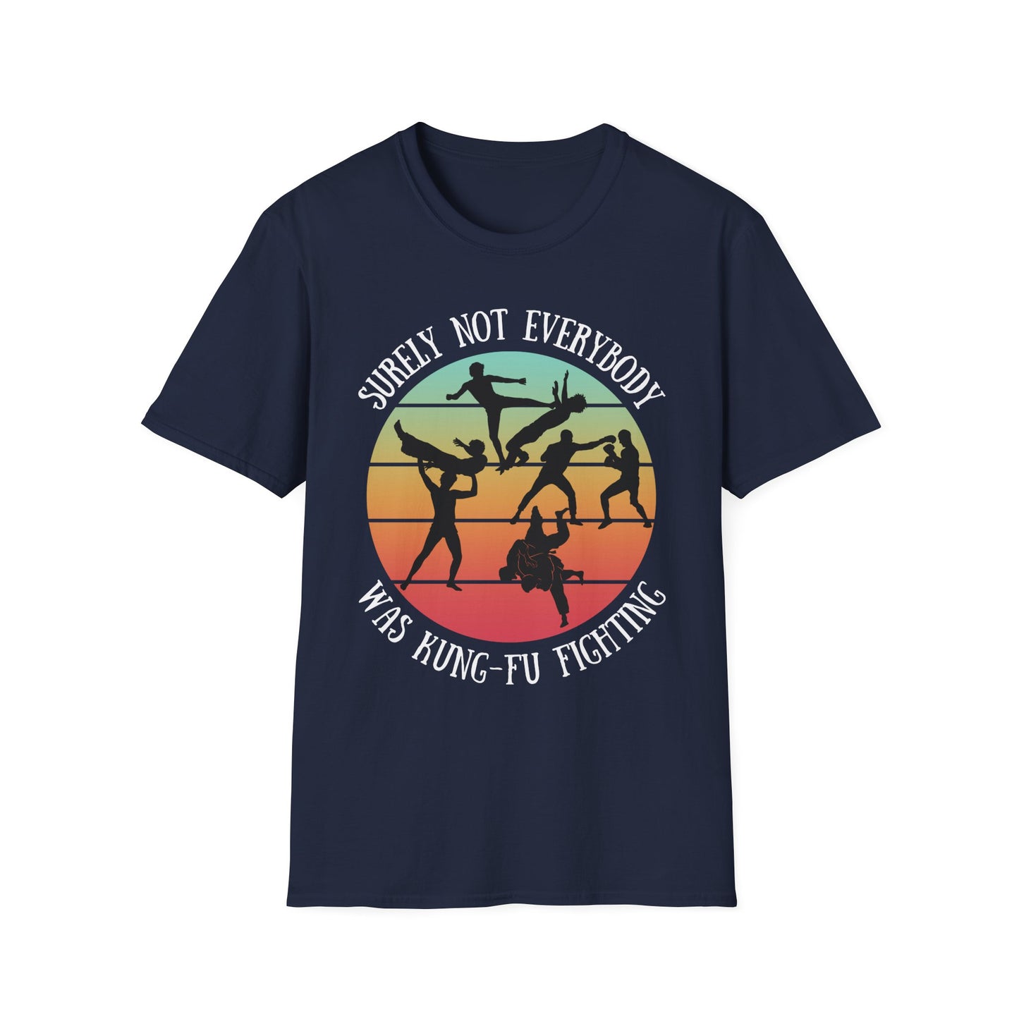 Funny Retro Sunset Tee - "Surely Not Everybody Was Kung-Fu Fighting" T-Shirt