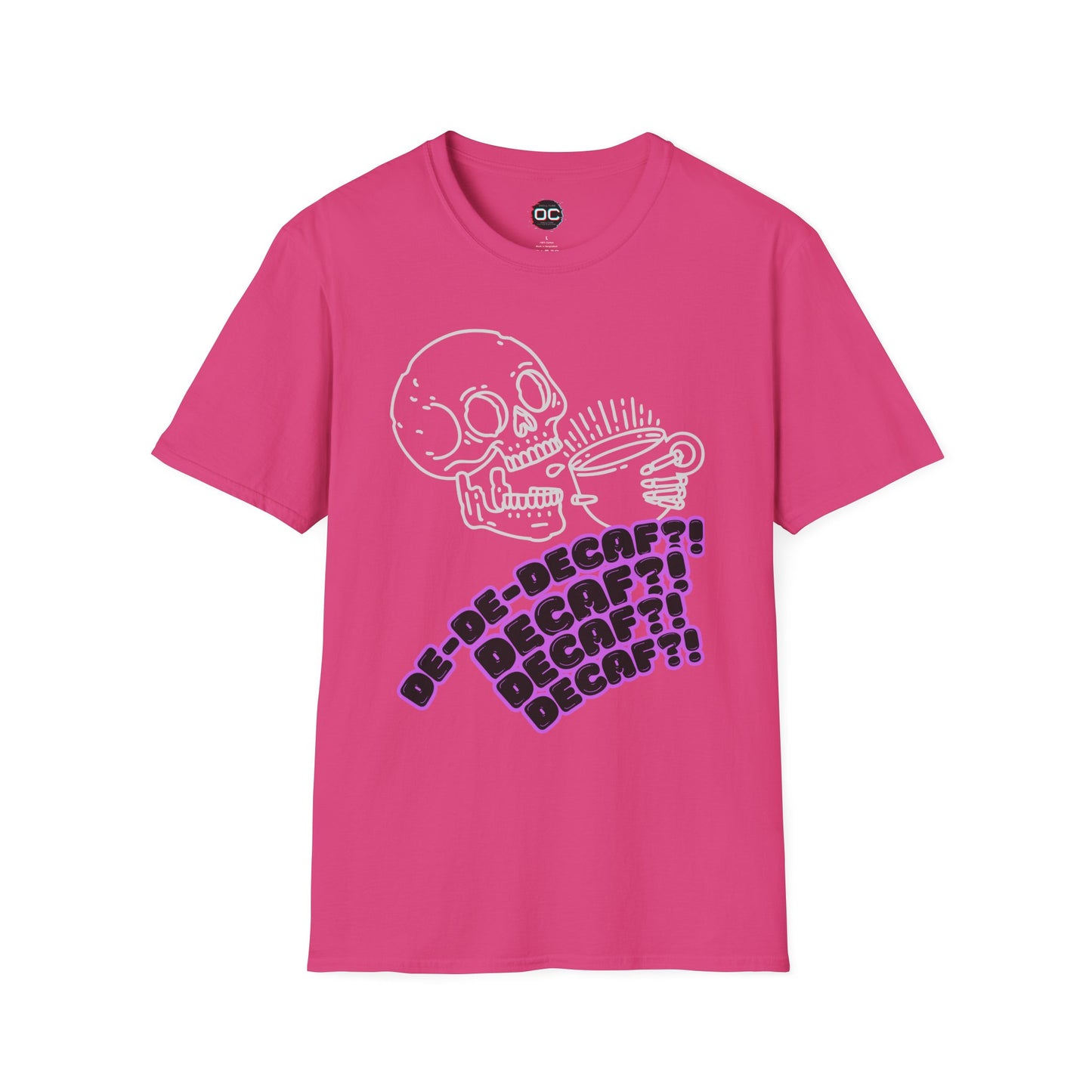 "DECAF? DECAF?? DECAFFFF???" Anti-Decaf Coffee T-Shirt – Because Weak Coffee is for the Dead