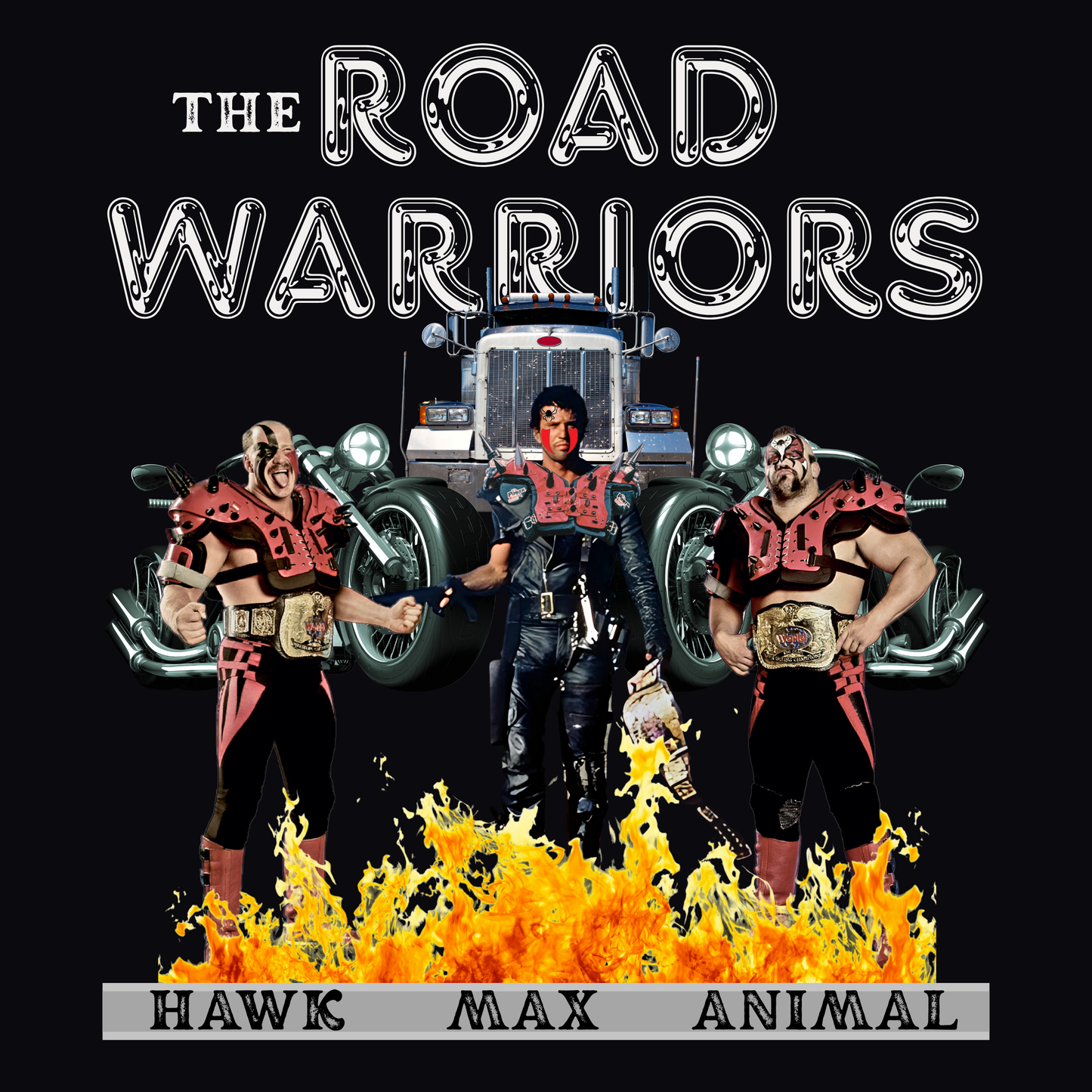 "Road Warriors: Wasteland Warlords" T-Shirt β When Wrestling Meets Mad Max Mayhem!