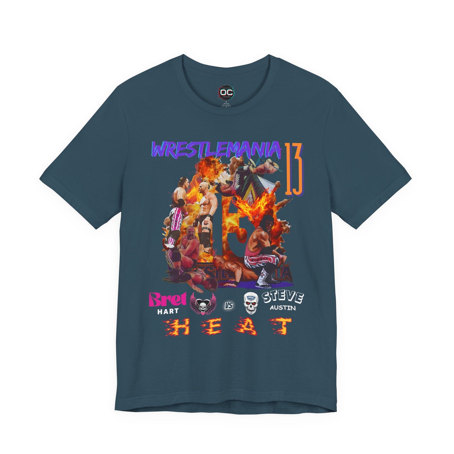 WrestleMania 13 “HEAT” Collage Tee – The Hitman Bret Hart vs. Stone Cold Steve Austin Tribute