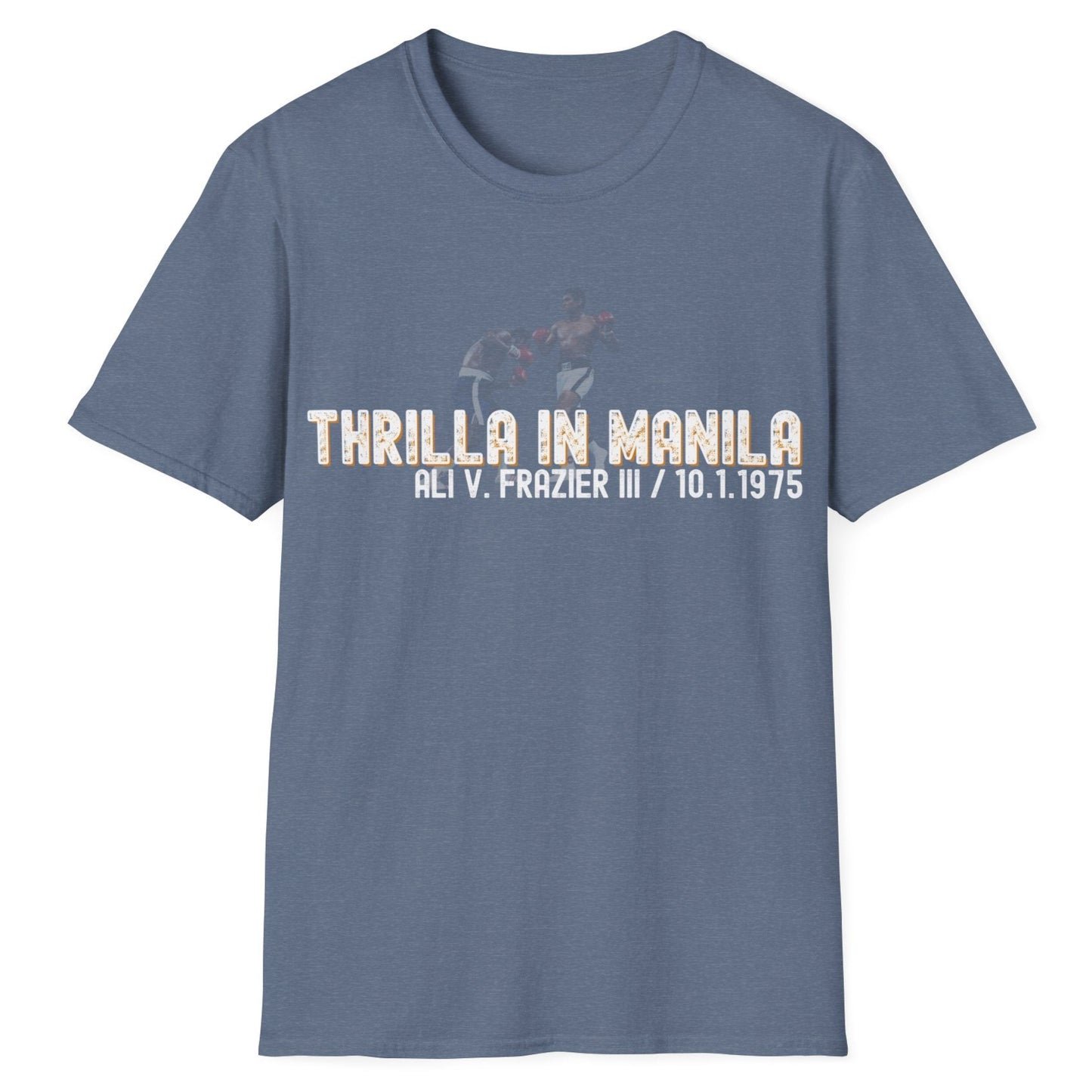 Ali vs Frazier Thrilla in Manila Homage Boxing T-Shirt - Distressed Fight Design