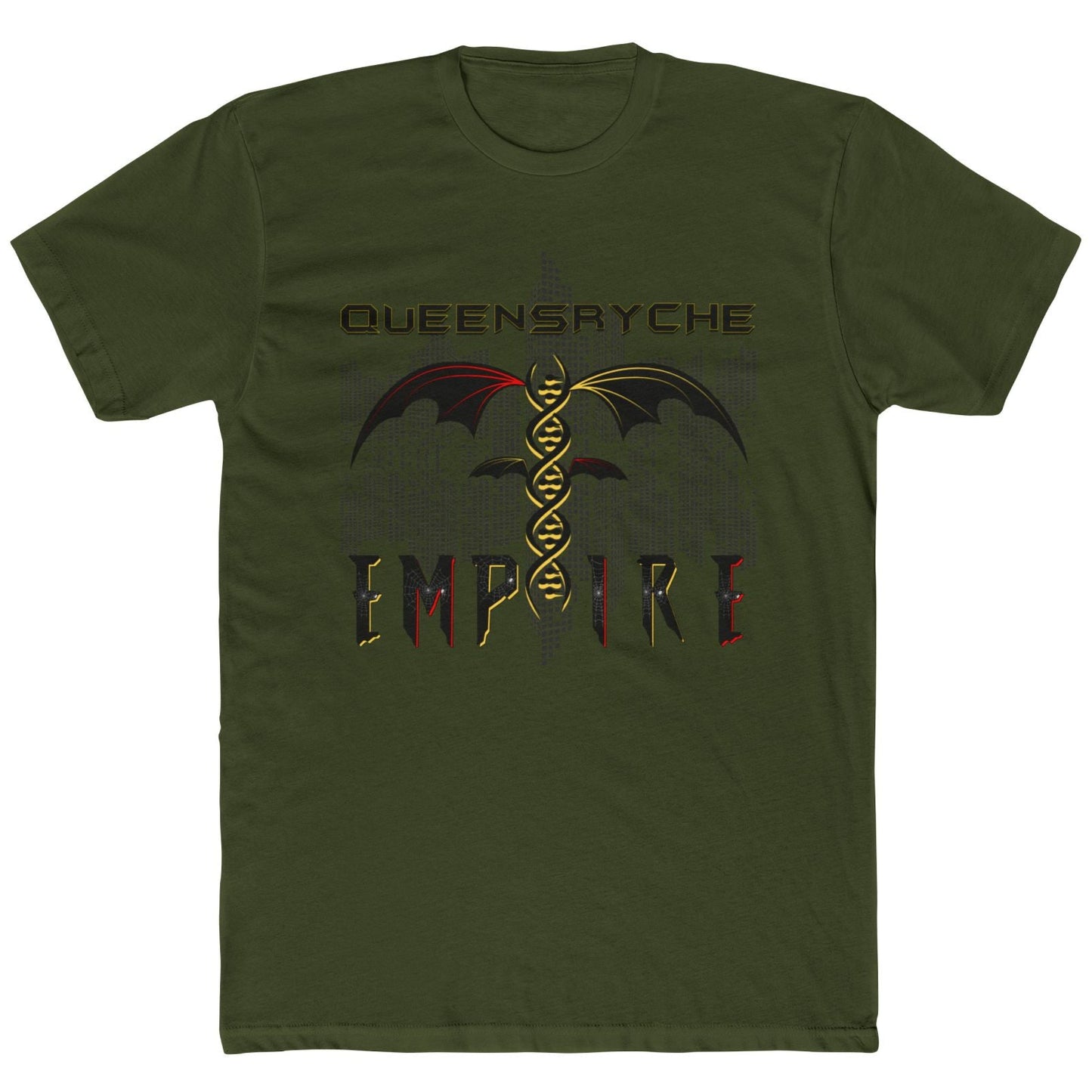 Queensrÿche Empire T-Shirt - 80s Power Metal Band Logo with DNA & Bat Wings - Band Merch for Fans