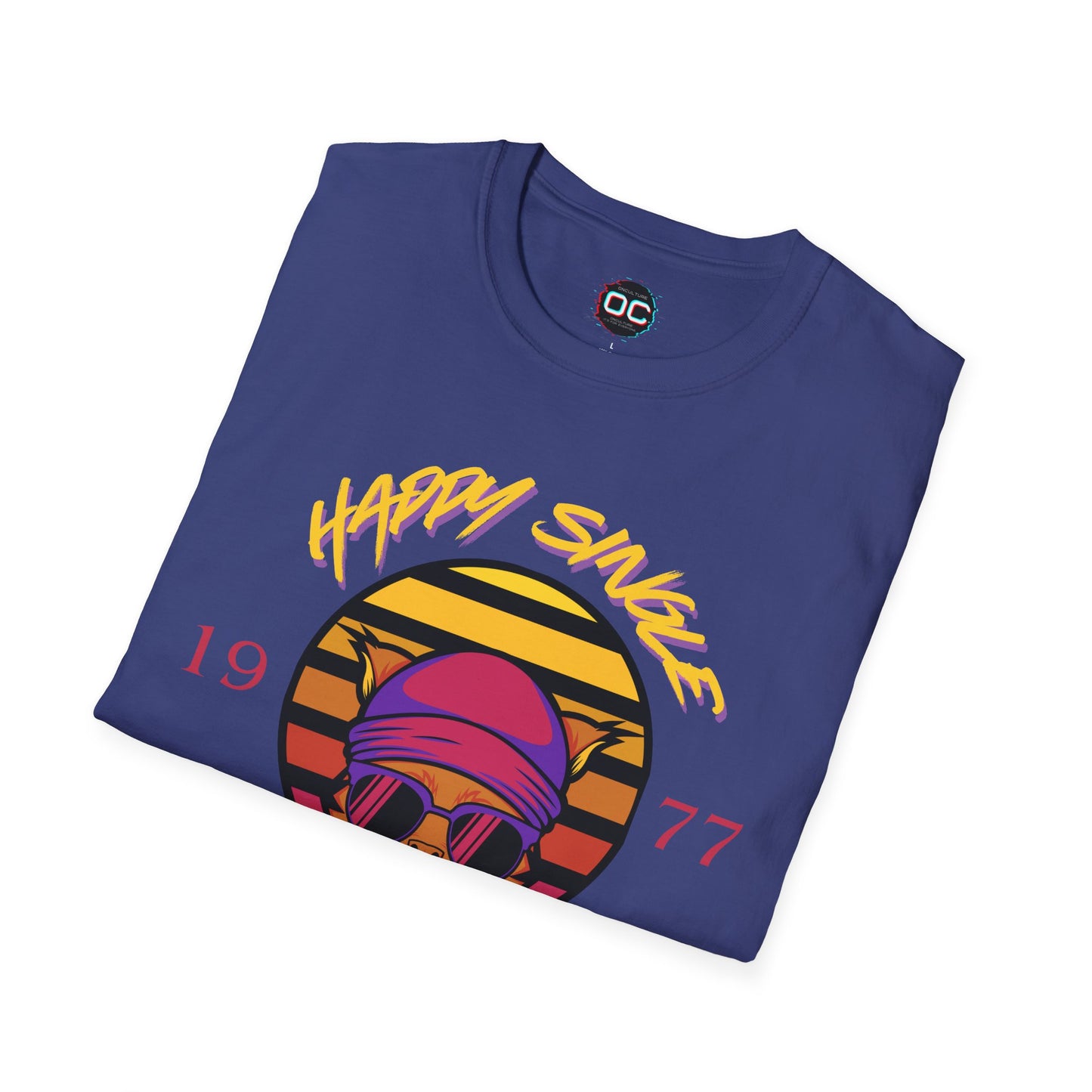 Retro "1977 Happy Single Cat Lady" Tee | Chill Vibe Graphic Shirt | Casual Vintage T-Shirt | For Cat Moms