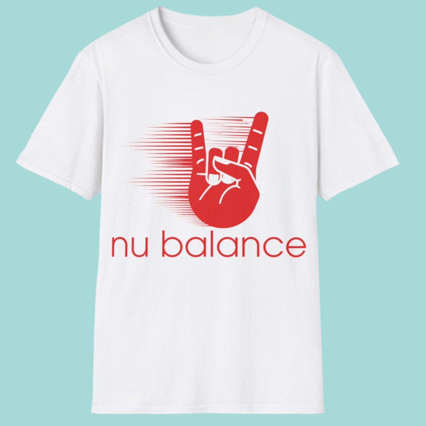 “Nu Balance” Parody T-Shirt – Rock ‘n Roll Horns Spoof Tee | Funny Music & Sneaker Culture Mashup