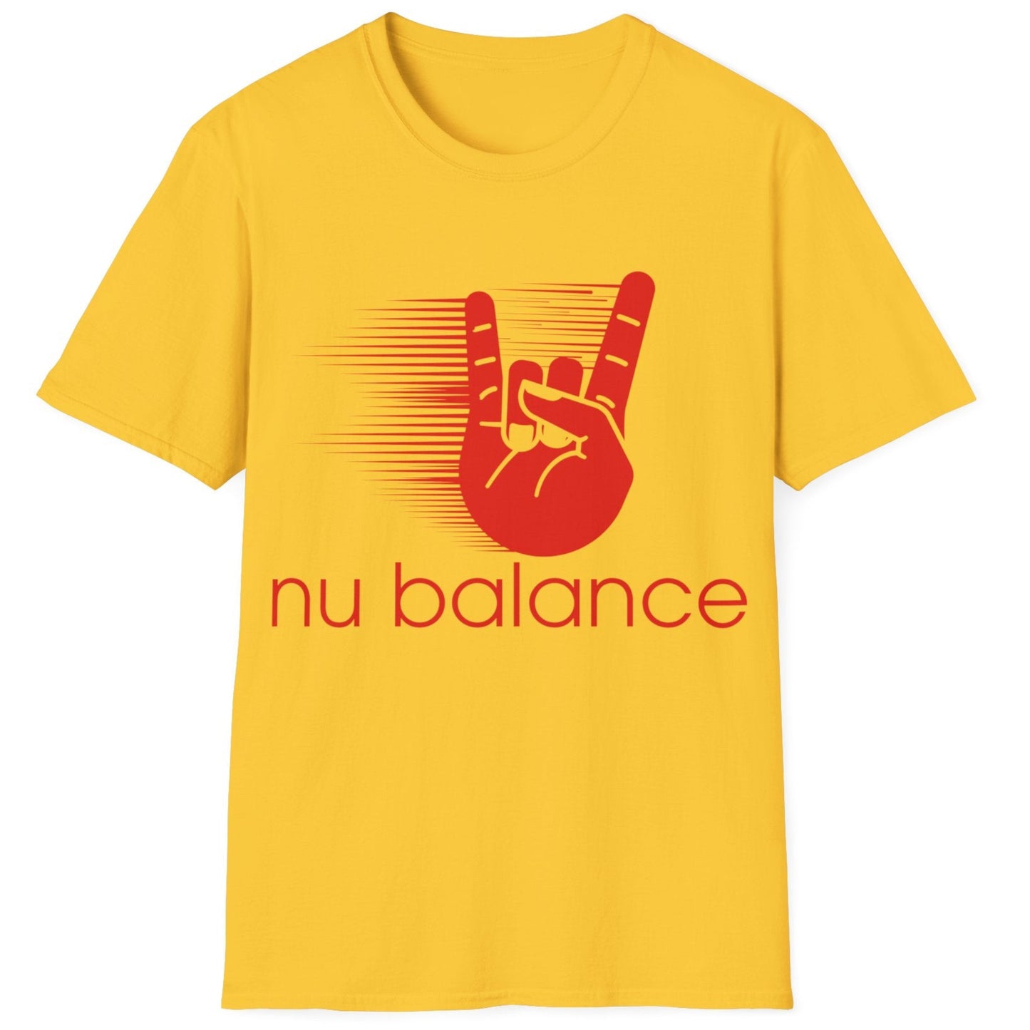“Nu Balance” Parody T-Shirt – Rock ‘n Roll Horns Spoof Tee | Funny Music & Sneaker Culture Mashup