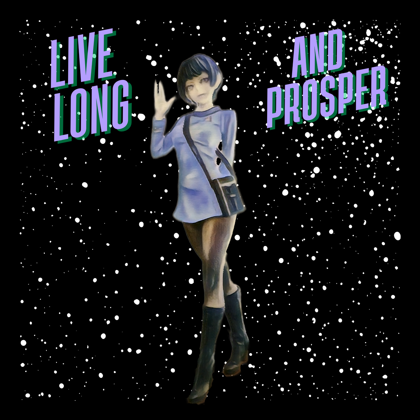Vulcan Girl T-Shirt - 'Live Long & Prosper' Retro Sci-Fi Design | Trekkie Federation Uniform Tee
