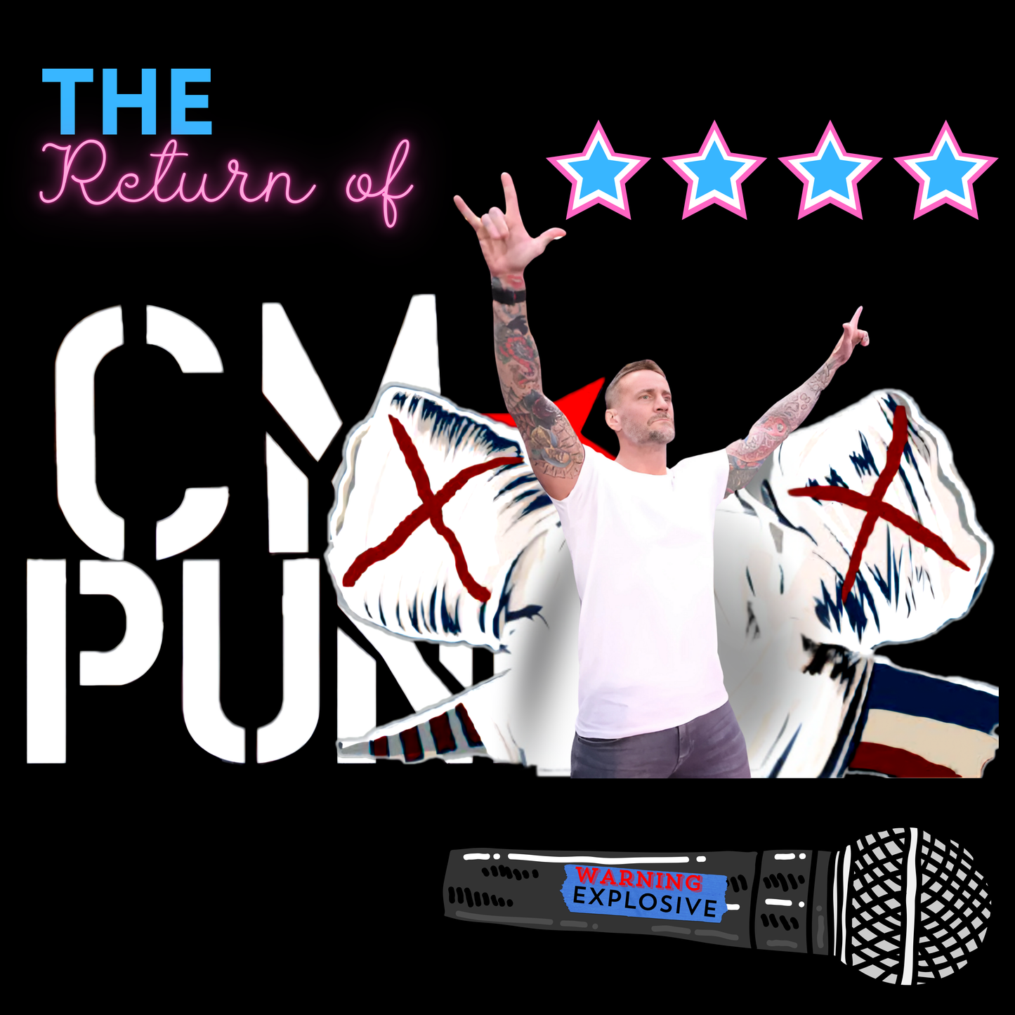 Return of CM Punk T-Shirt – Comeback Tribute Tee | Chicago Stars + Explosive Mic Design