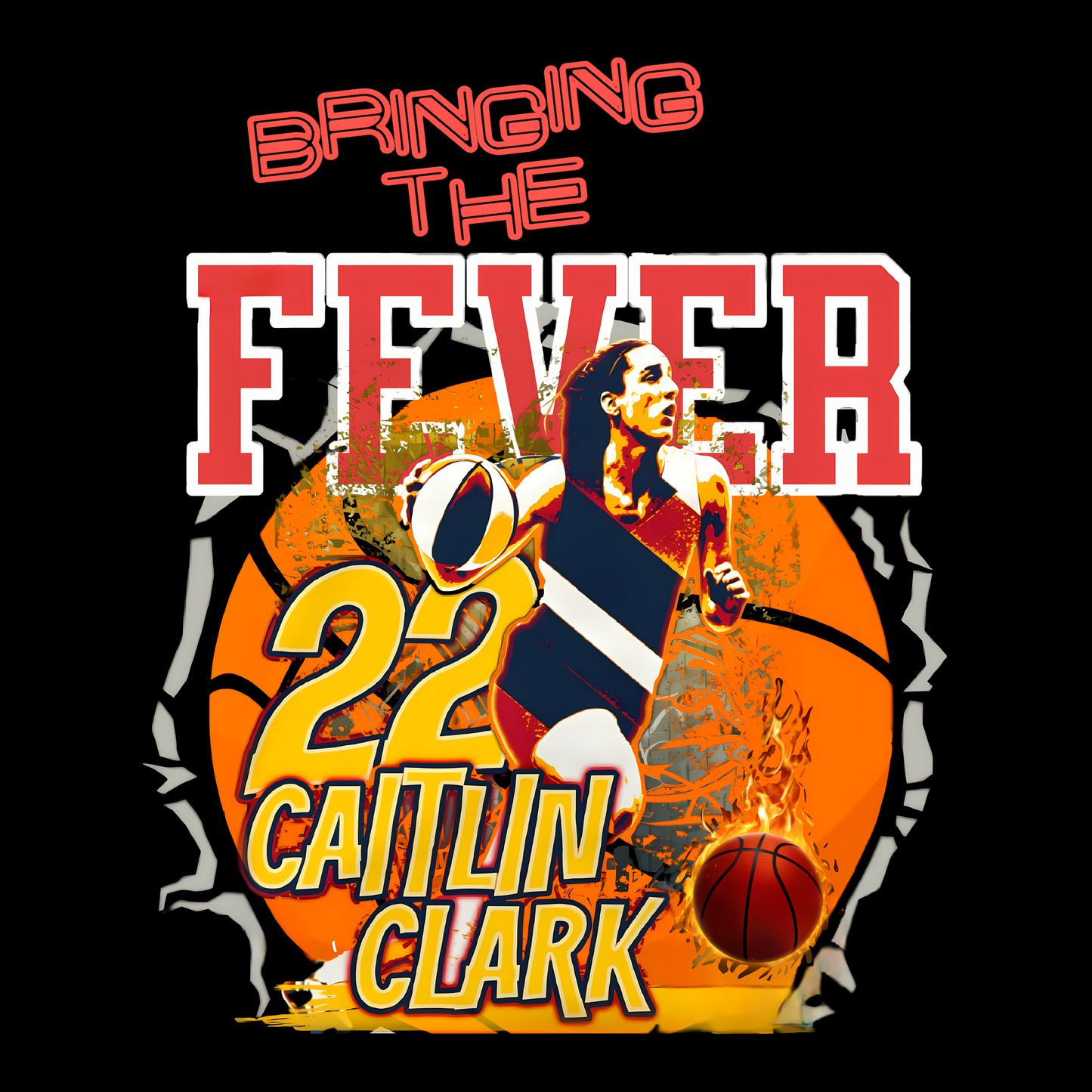 Caitlin Clark "Bringing the Fever" Tee – Scorch the Court Edition