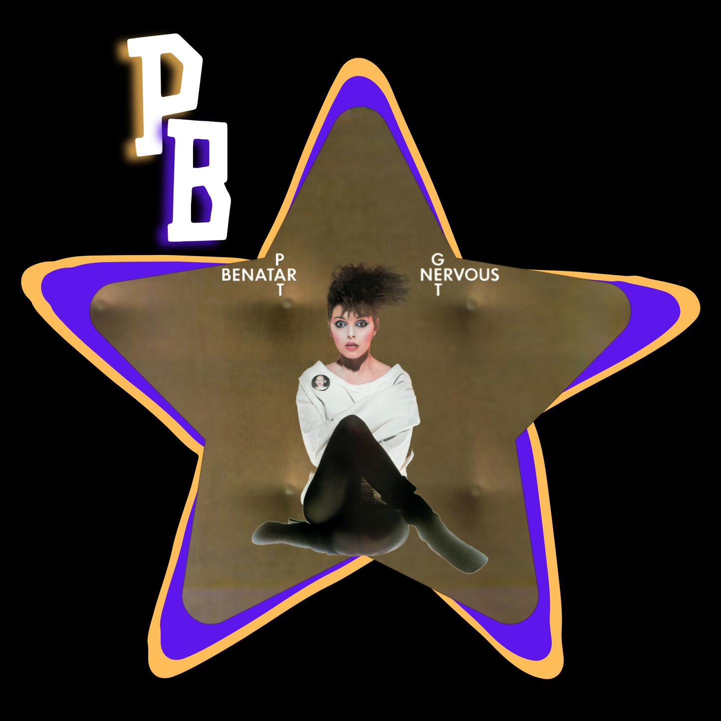 Pat Benatar "Get Nervous" Homage T-Shirt – Retro Rock Tee with Gold Star Design