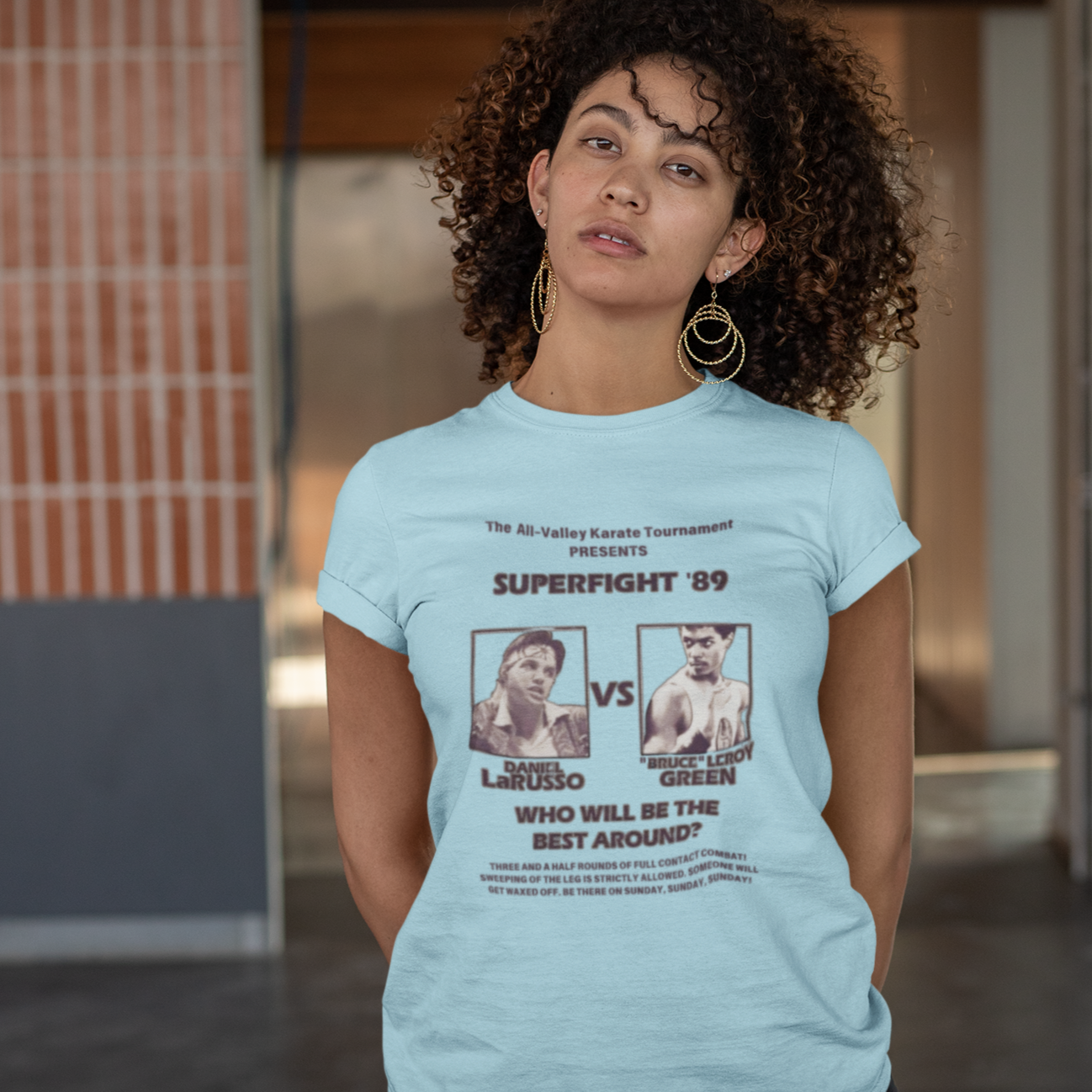 LaRusso vs. Leroy Fight Poster T-Shirt – 80s Movie Mash-Up Tee | Karate Kid Meets The Last Dragon