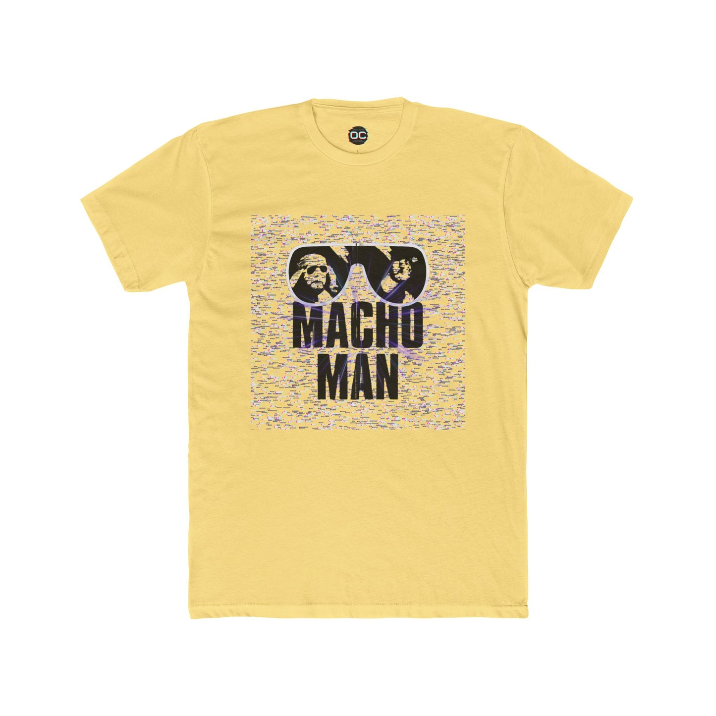 Macho Man Randy Savage Tribute Tee – Retro Glasses Design with TV Fuzz Background