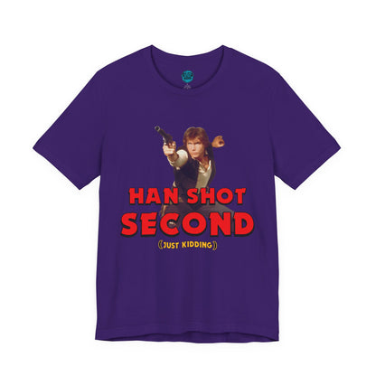 He Shot Second: Just Kidding Nerd Tee | Funny Space Cowboy Fantasy Fandom T-Shirt