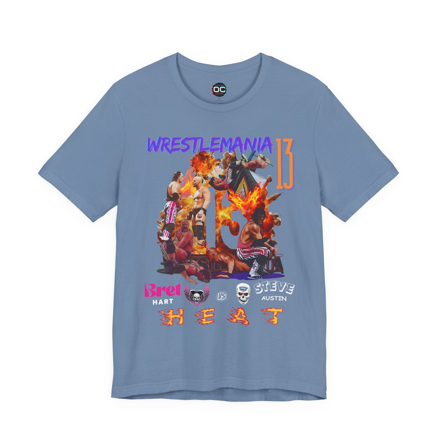 WrestleMania 13 “HEAT” Collage Tee – The Hitman Bret Hart vs. Stone Cold Steve Austin Tribute