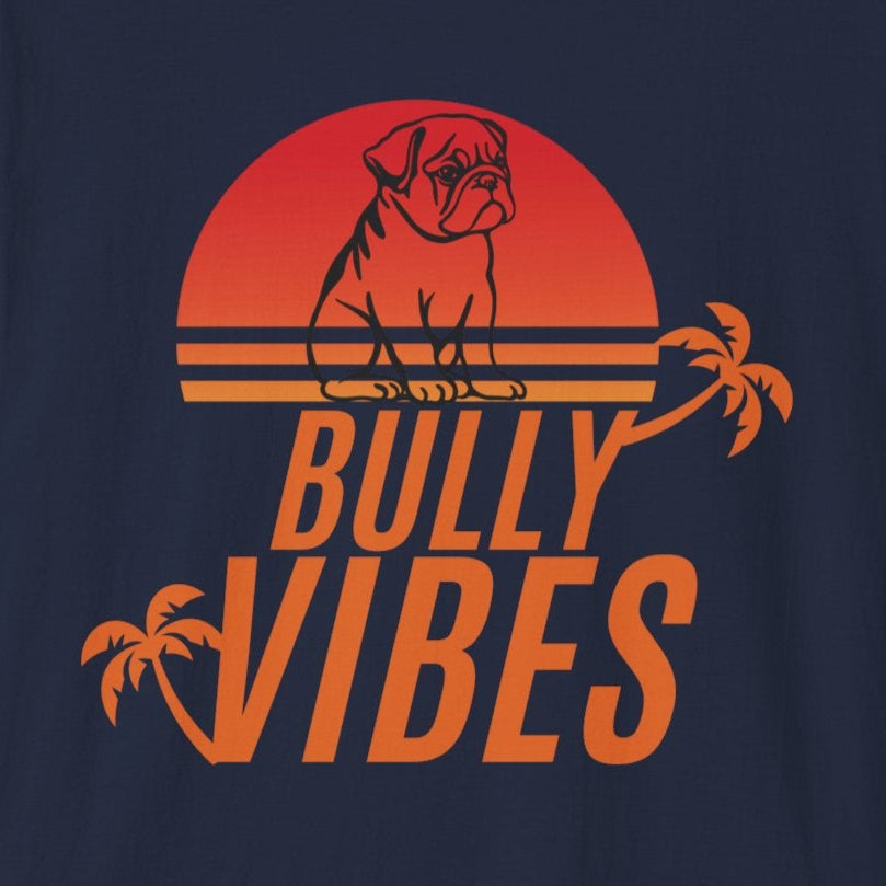 English Bulldog Vibes Retro Sunset Unisex Softstyle T-Shirt, Beach Summer Vibes Tee, Dog Lover Gift, Vintage Graphic Shirt, Animal Print Top