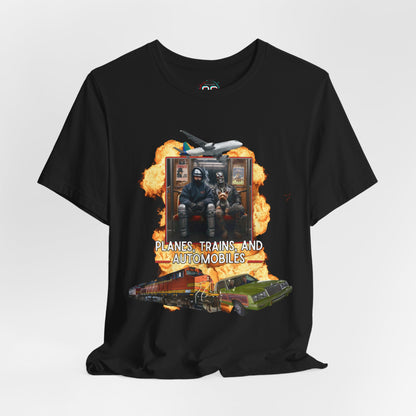 Planes, Trains, and Cyborgs Tee | Funny 80s Movie Mashup T-Shirt