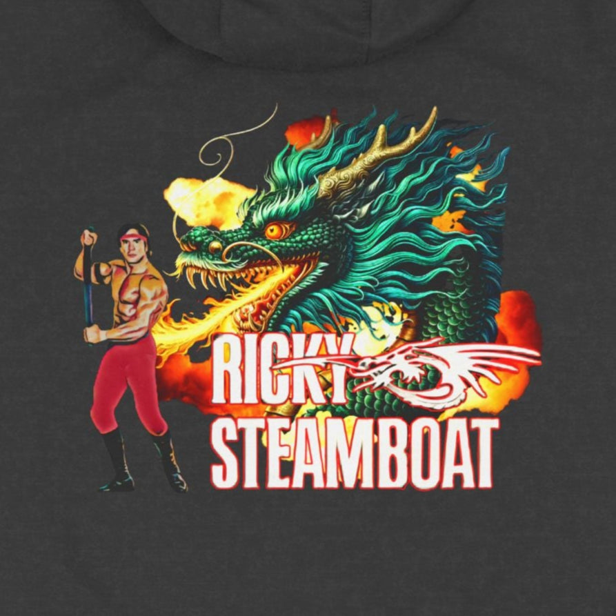 90s WWF WWE Ricky 'The Dragon' Steamboat Hoodie - Fire-Breathing Wrestling Legend - Multiple Colors - Retro Pro Wrestling Fan Apparel