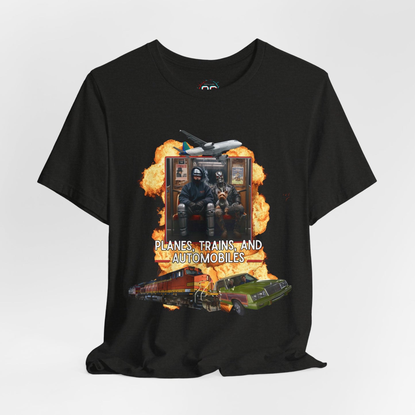 Planes, Trains, and Cyborgs Tee | Funny 80s Movie Mashup T-Shirt