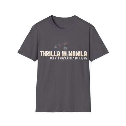 Ali vs Frazier Thrilla in Manila Homage Boxing T-Shirt - Distressed Fight Design